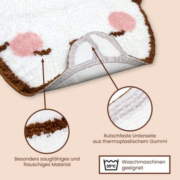 Badematte Molang, Konturteppich fürs Badezimmer 55 x 75 cm 6vibes, rutschfest, saugstark, schnell trocknend, super weich & Maschinenwaschbar 30°C, Polyester, thermoplastisches Gummi, Waving Molang, offizielles Molang Lizenz Produkt