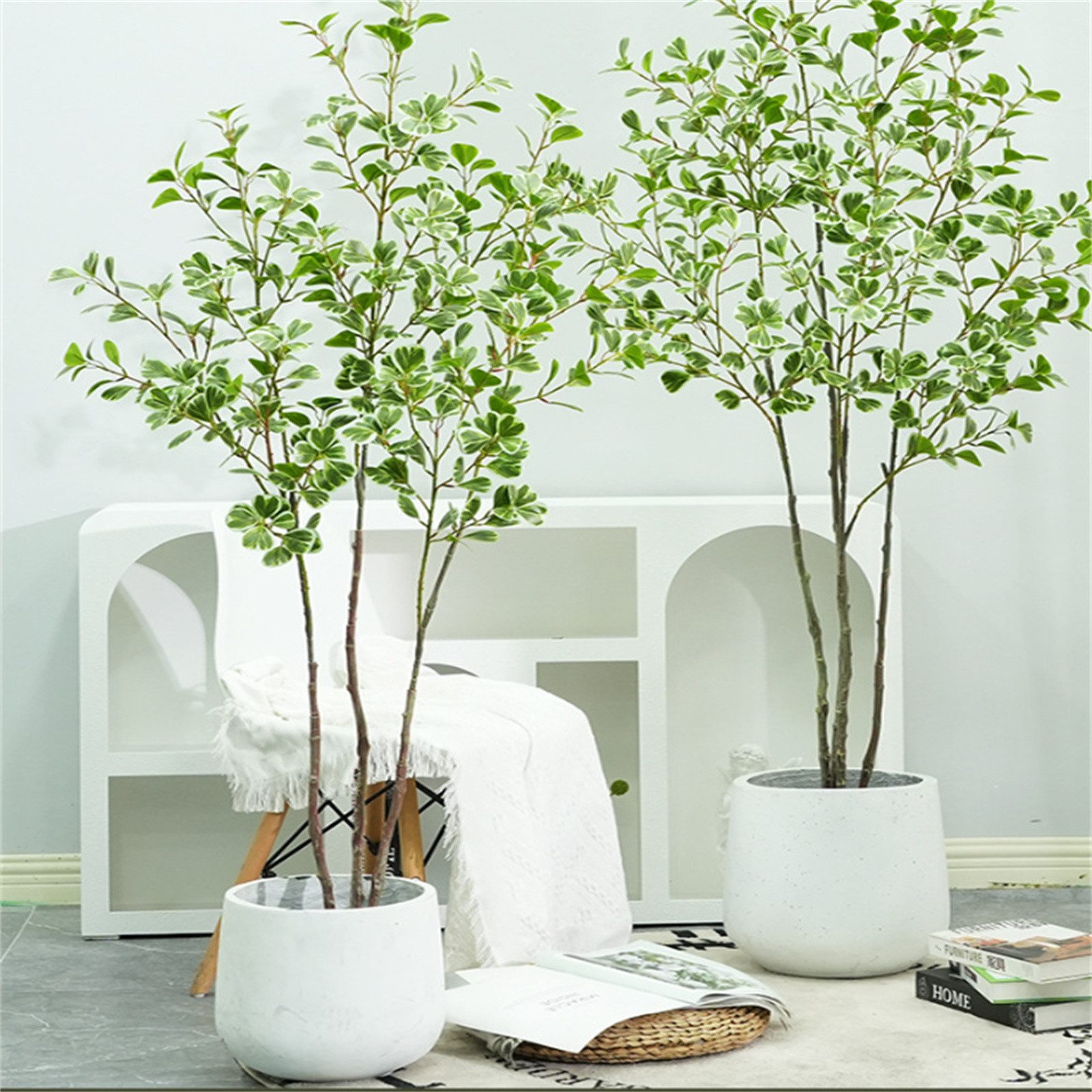 Kunstbonsai Künstlicher Ficus-Baum,Mit glatten und glänzenden Blättern,Pflanzen, GarveeMore, Höhe 120 cm, 120/150/180cm Großer simulierter Ficus-Baum für Wohnzimmer Schlafzimme