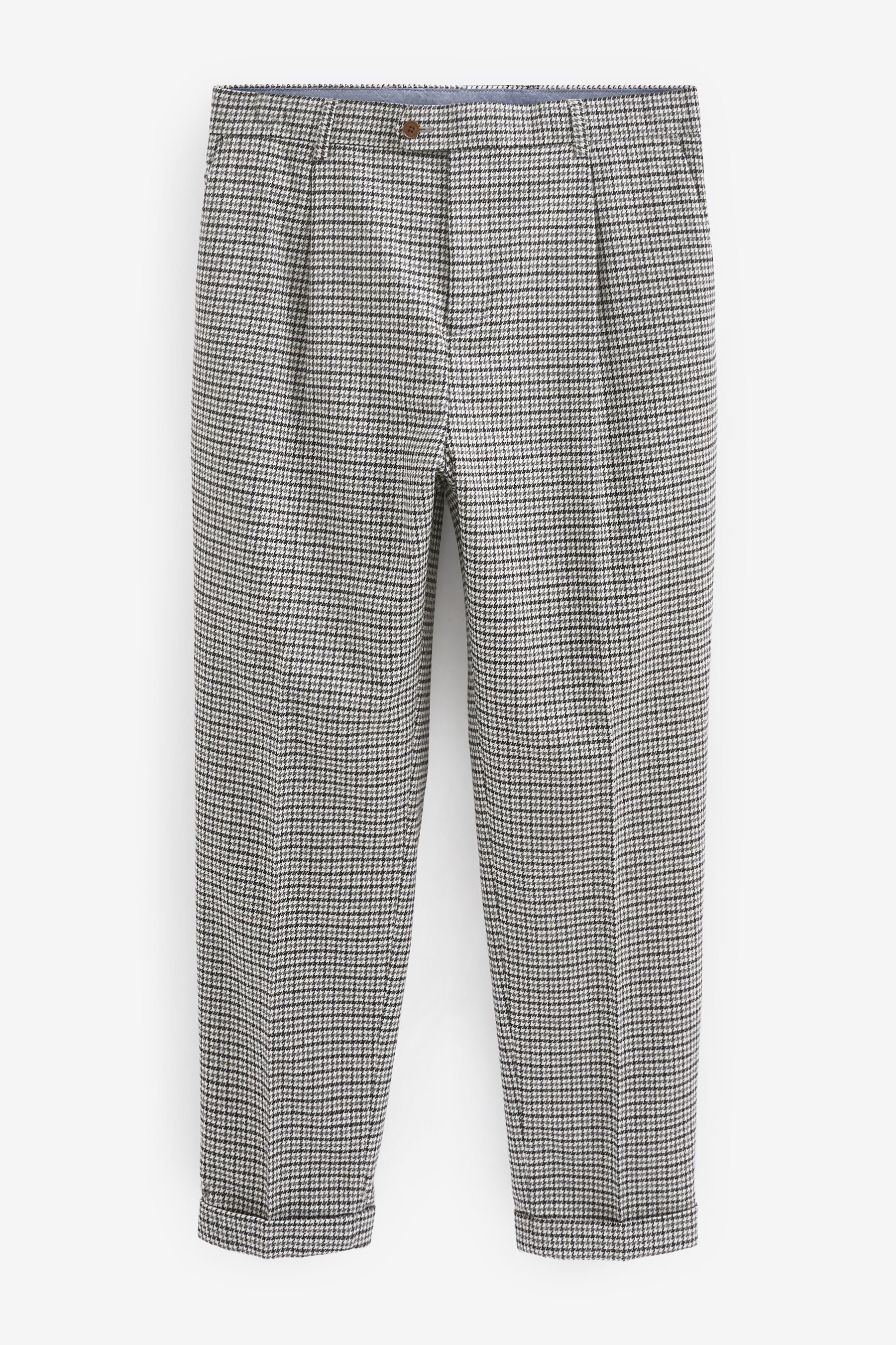 Next Anzughose Anzug mit Hahnentrittmuster: Relaxed Fit Hose (1-tlg) Grey