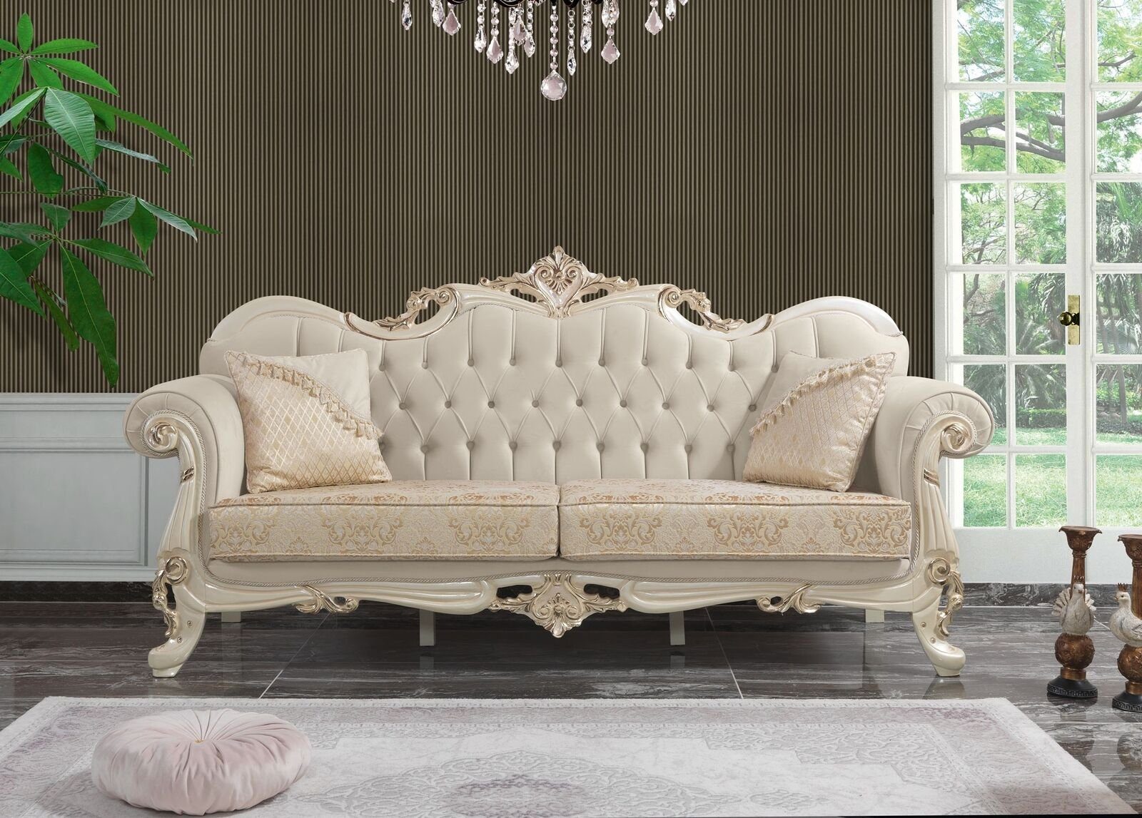 JVmoebel 3-Sitzer Dreisitzer Sofa 3 Sitz Beige Stoffsofa Polstersofa Chesterfield, 1 Teile, Made in Europe