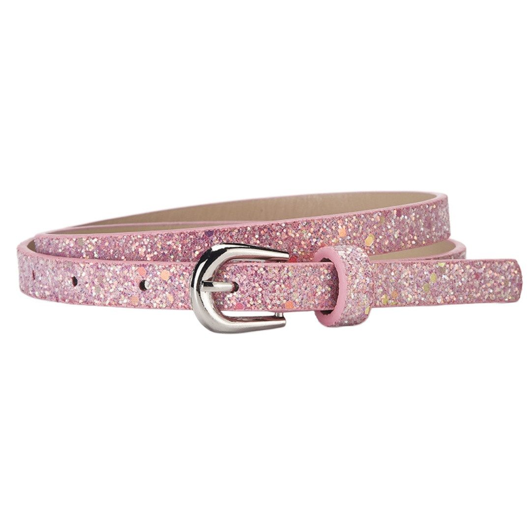nsihing Taillengürtel Kinder Skinny Gürtel Glitter für Mädchen Bunte Mädchen Verstellbarer Gürtel mit Goldschnalle für Jeans Kleid