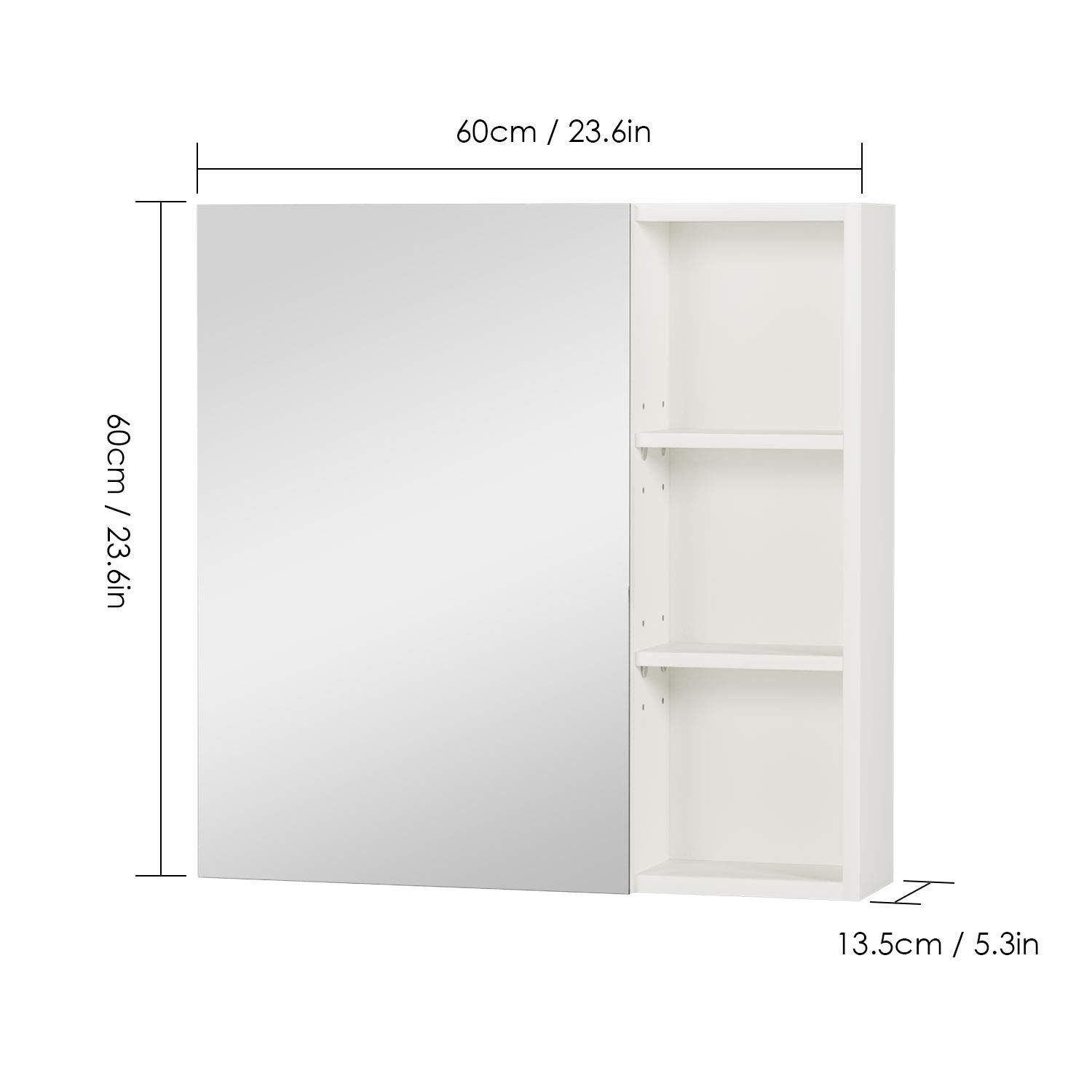 Homfa Spiegelschrank Badezimmerspiegelschrank Hängeschrank 60x13,5x60cm, mi günstig online kaufen