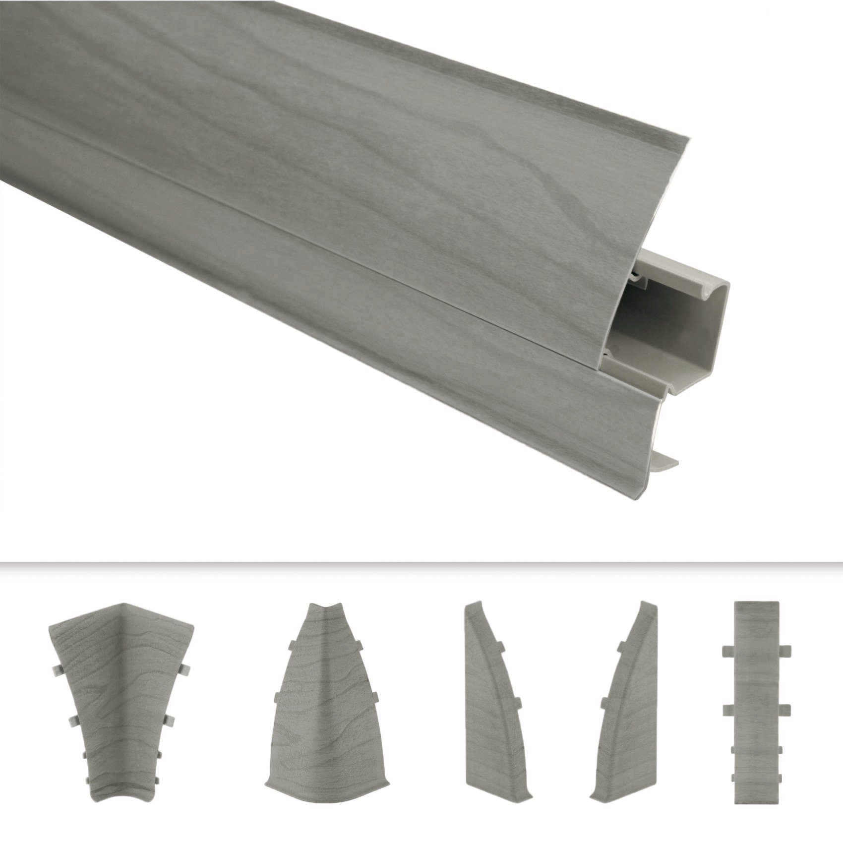 Lemal Sockelleiste, PVC Fußleisten 70x50mm mit Kabelkanal - (Innenecke) Holzoptik Ecken Verbinder Außen Innen