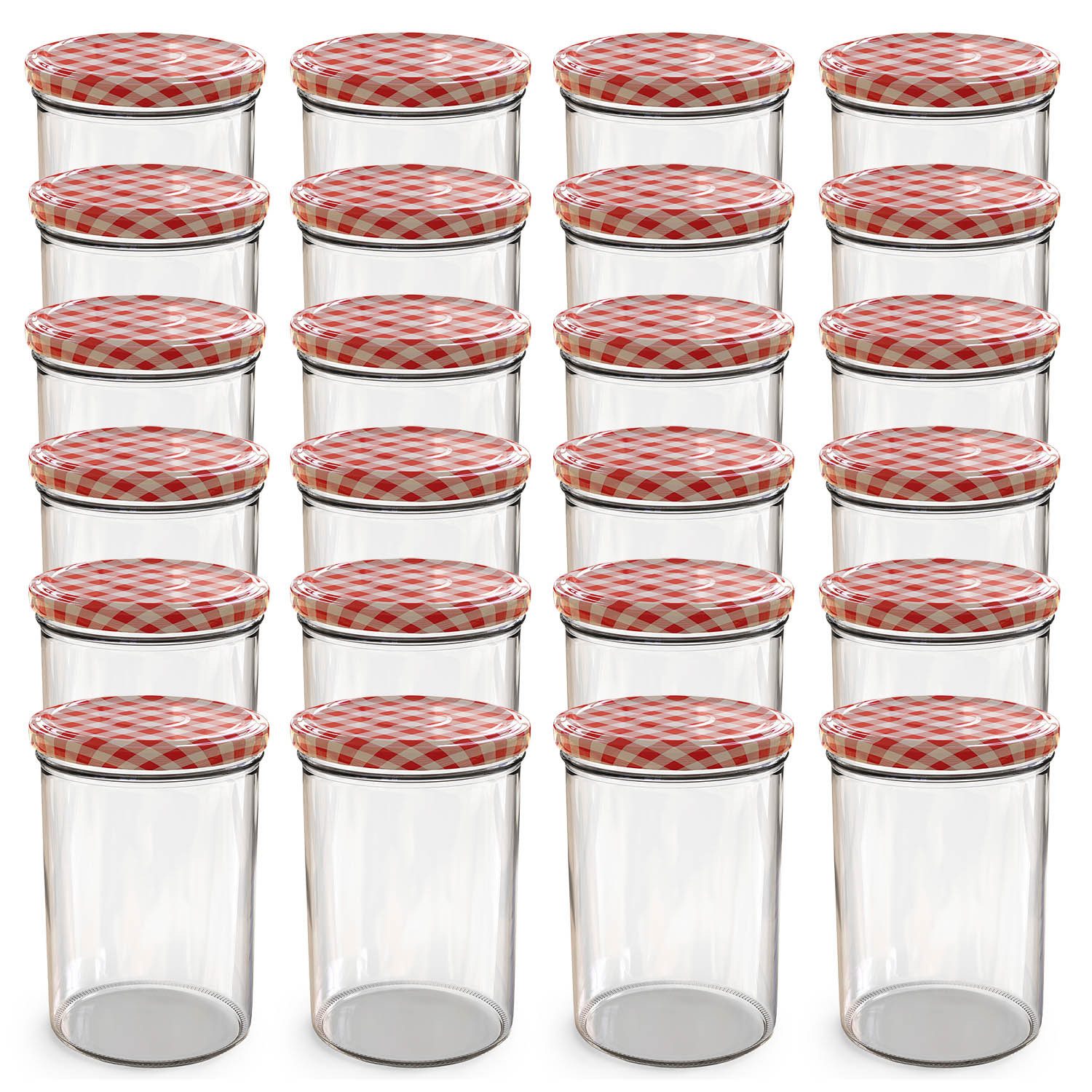 Oputec Einmachglas 24x 440 ml Einmachgläser mit Schraubdeckel TO 82 rot Marmeladengläser, Glas / Metall