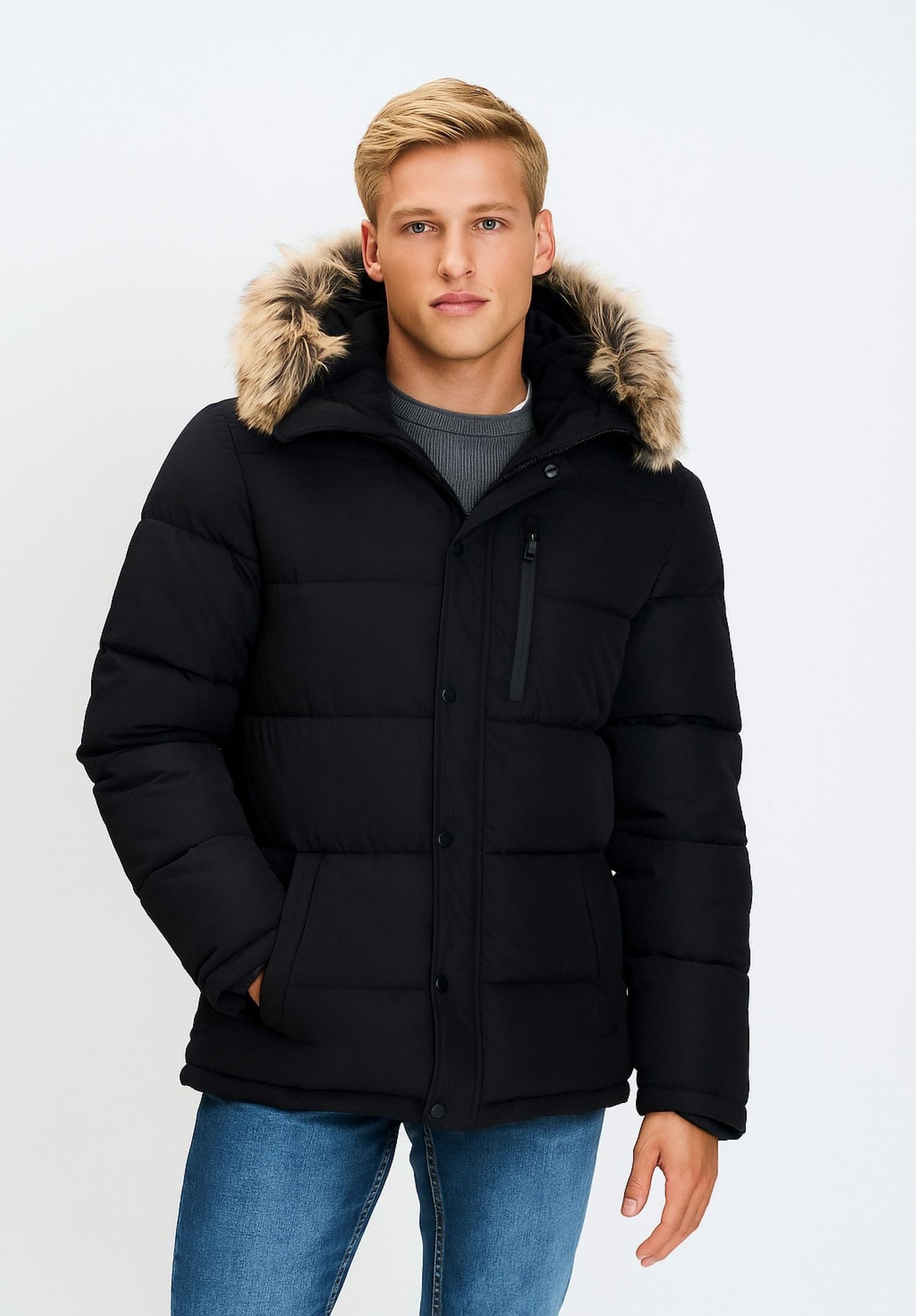 Respect Winterjacke Gefütterte Jacke mit Fellimitat (XS-XXL)