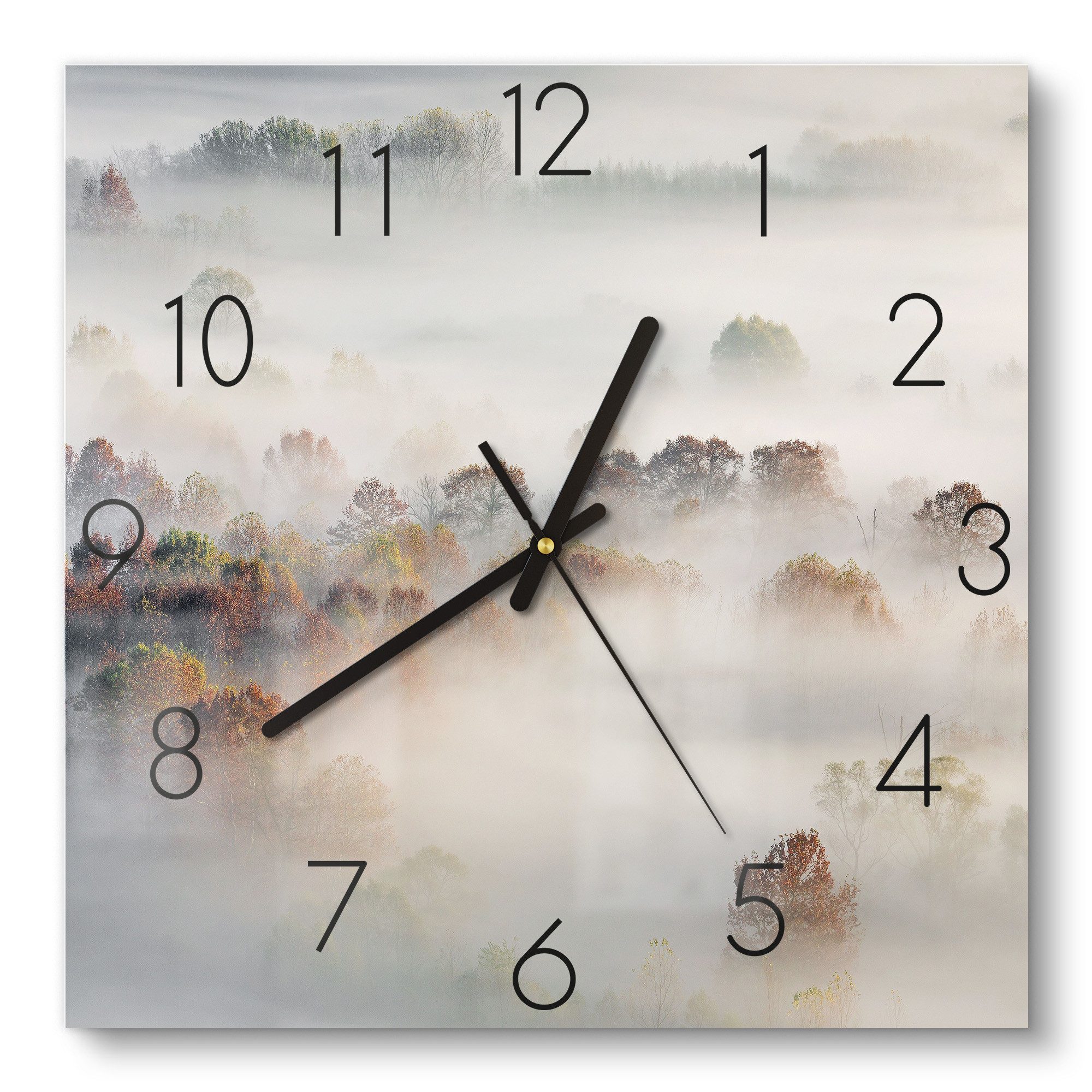 DEQORI Wanduhr 'Morgendlicher Nebelwald' (Glas Glasuhr günstig online kaufen