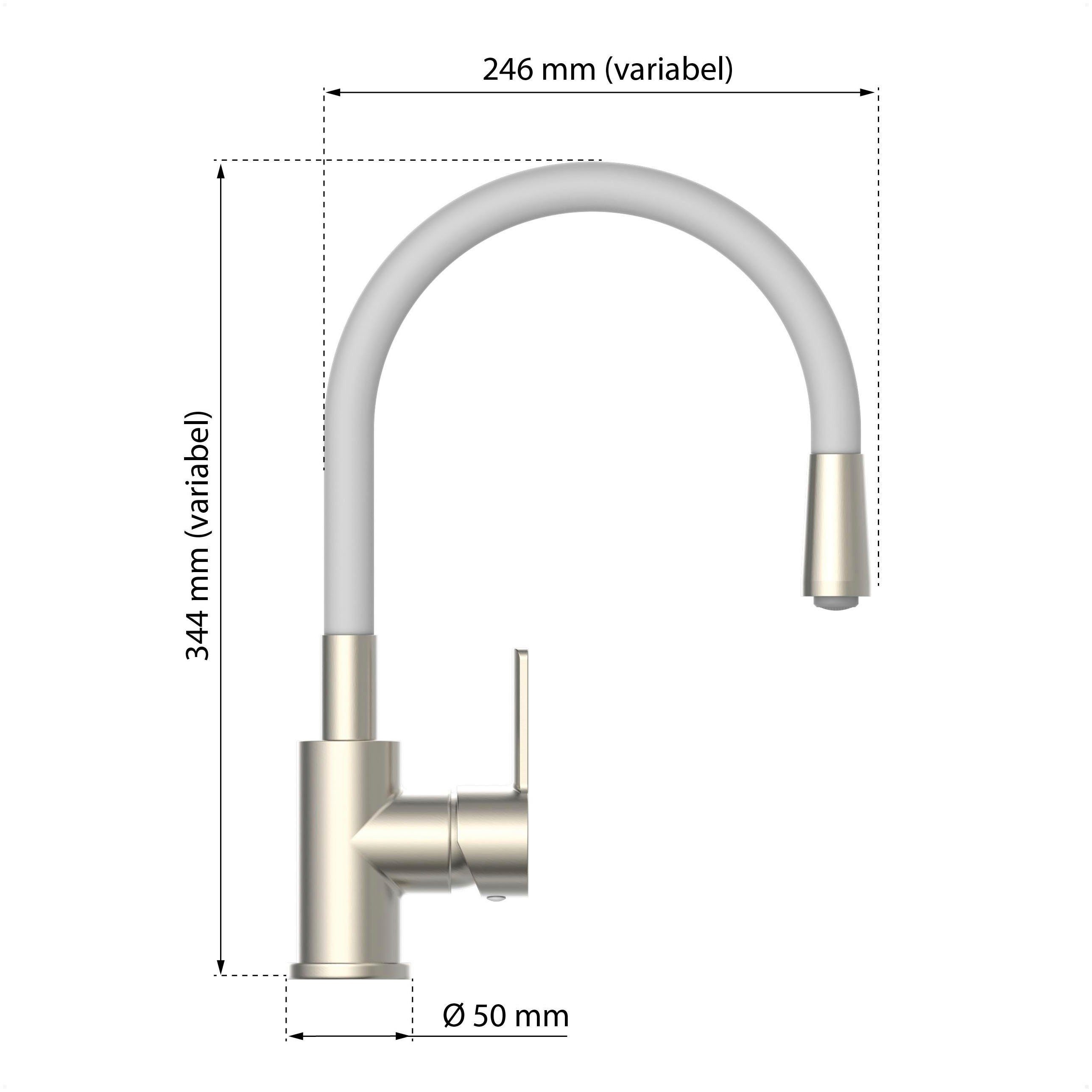 schwenkbar Spültischarmatur hellgrau/edelstahl Eco-Click,360° Eisl Flexo Cold-Start, wassersparender energiesparender