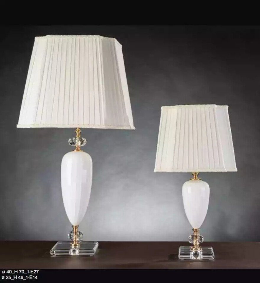 JVmoebel Tischleuchte Tischleuchte Weiß Art déco Stil Tisch Lampe Kristall Lampen, Made in Italy