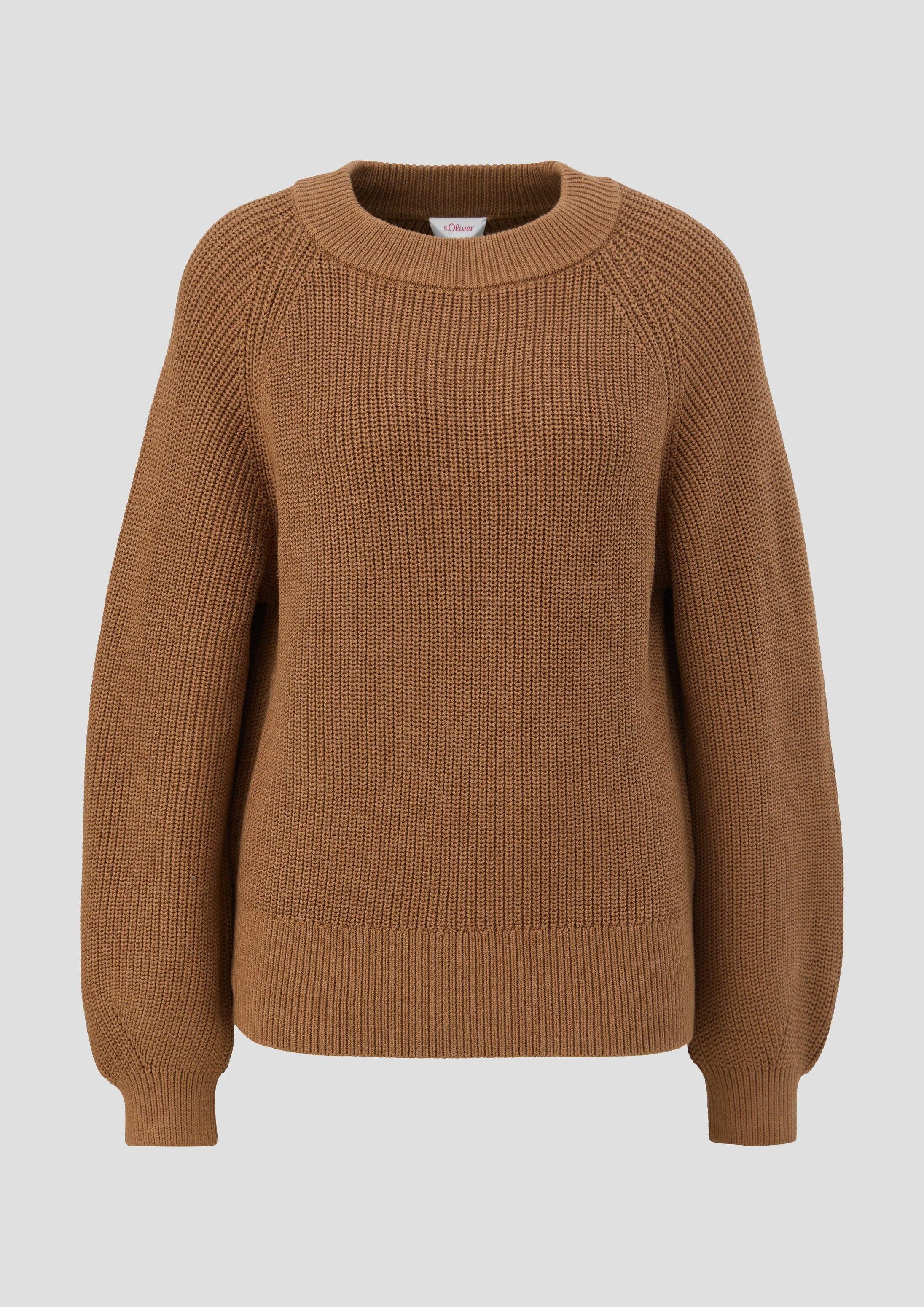 s.Oliver Longpullover Strickpullover Strickpullover mit Rippstruktur