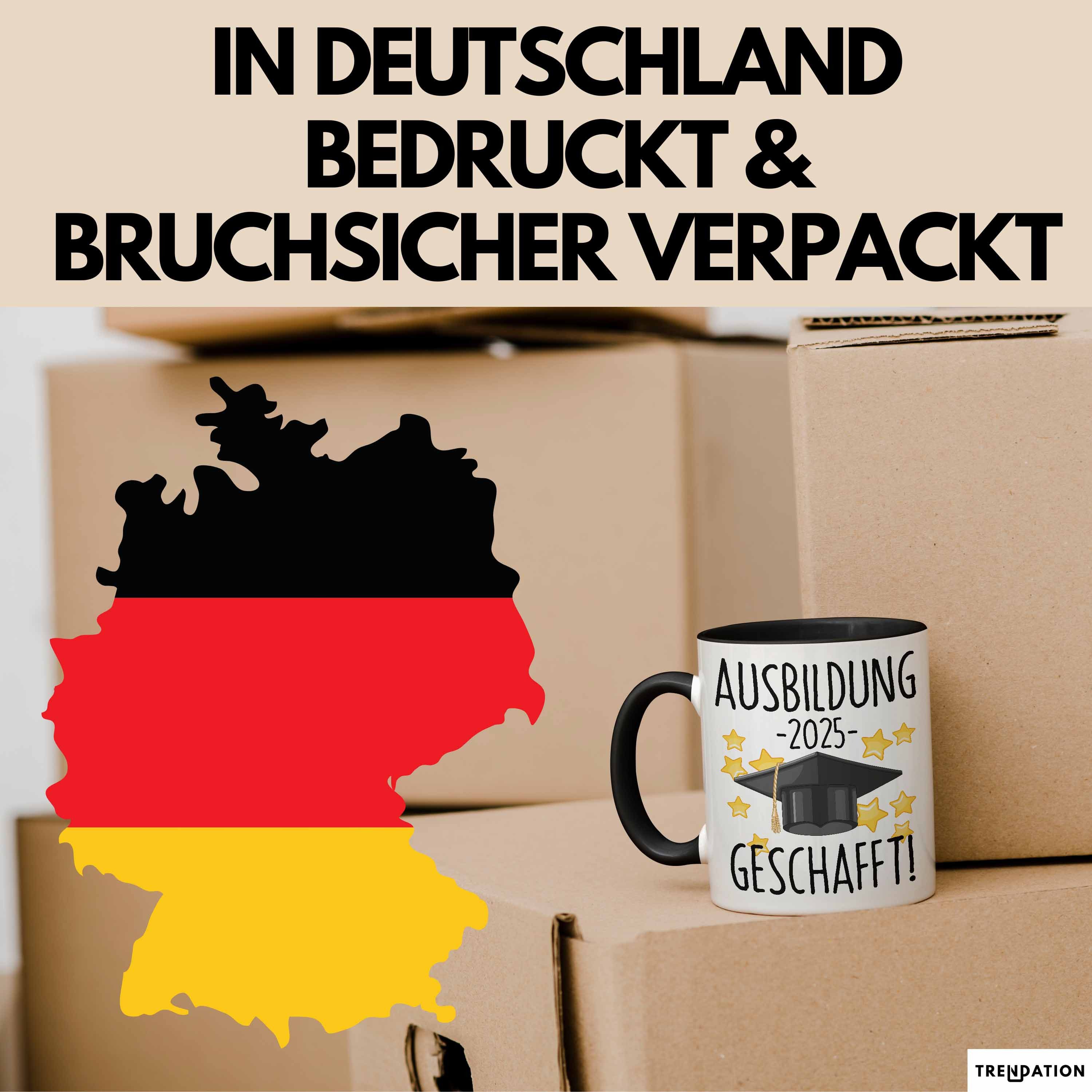 Ausbildung Bestanden Tasse – Geschenkidee Für Bestandene Prüfung, Spülmaschinenfest, Beidseitig Bedruckt