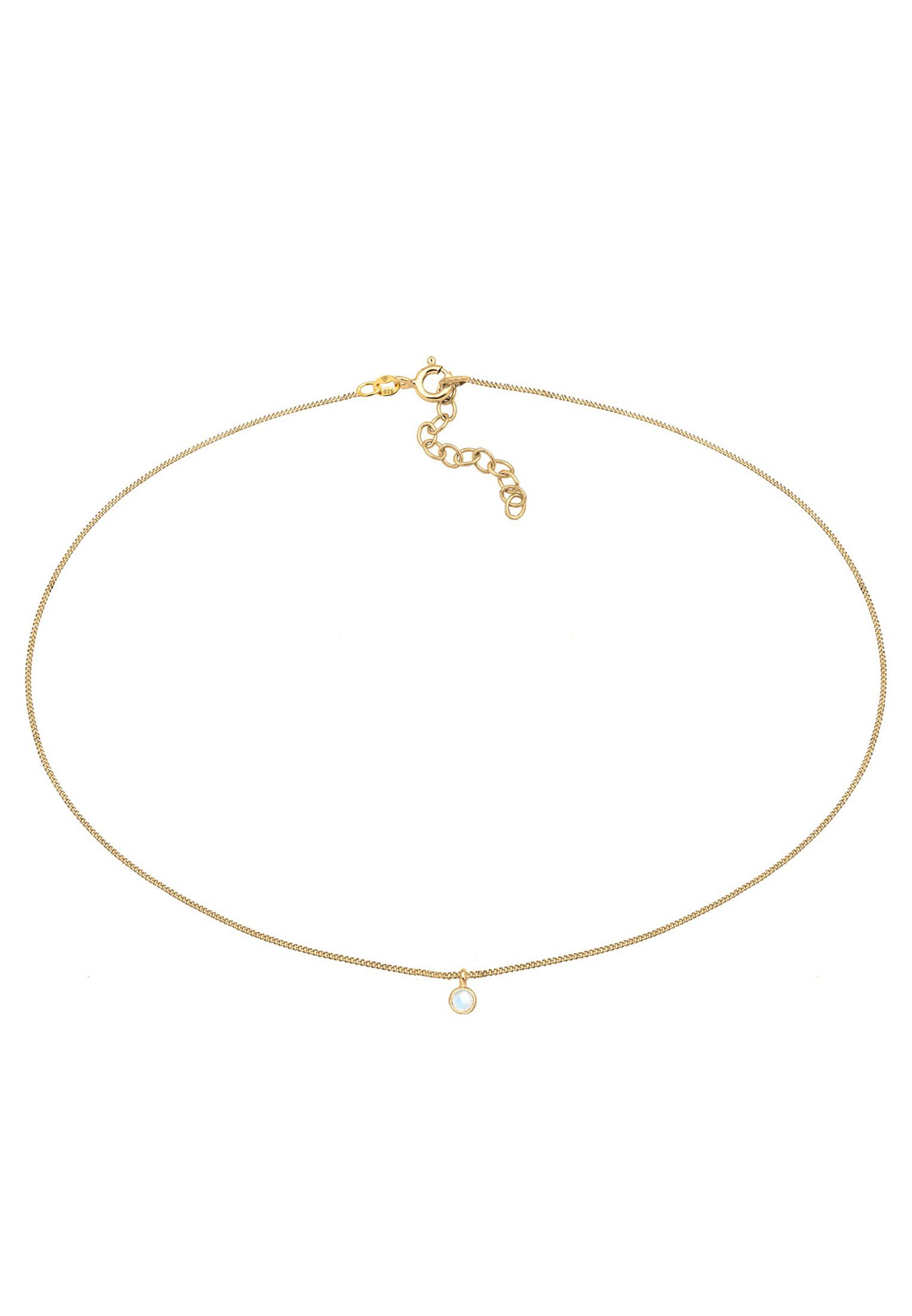 Elli Choker Choker mit Anhänger Mondstein Rund 925 Silber
