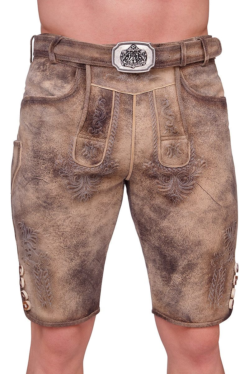 Hammerschmid Trachtenlederhose Lederhose Herren kurz - WAGING - hellbraun