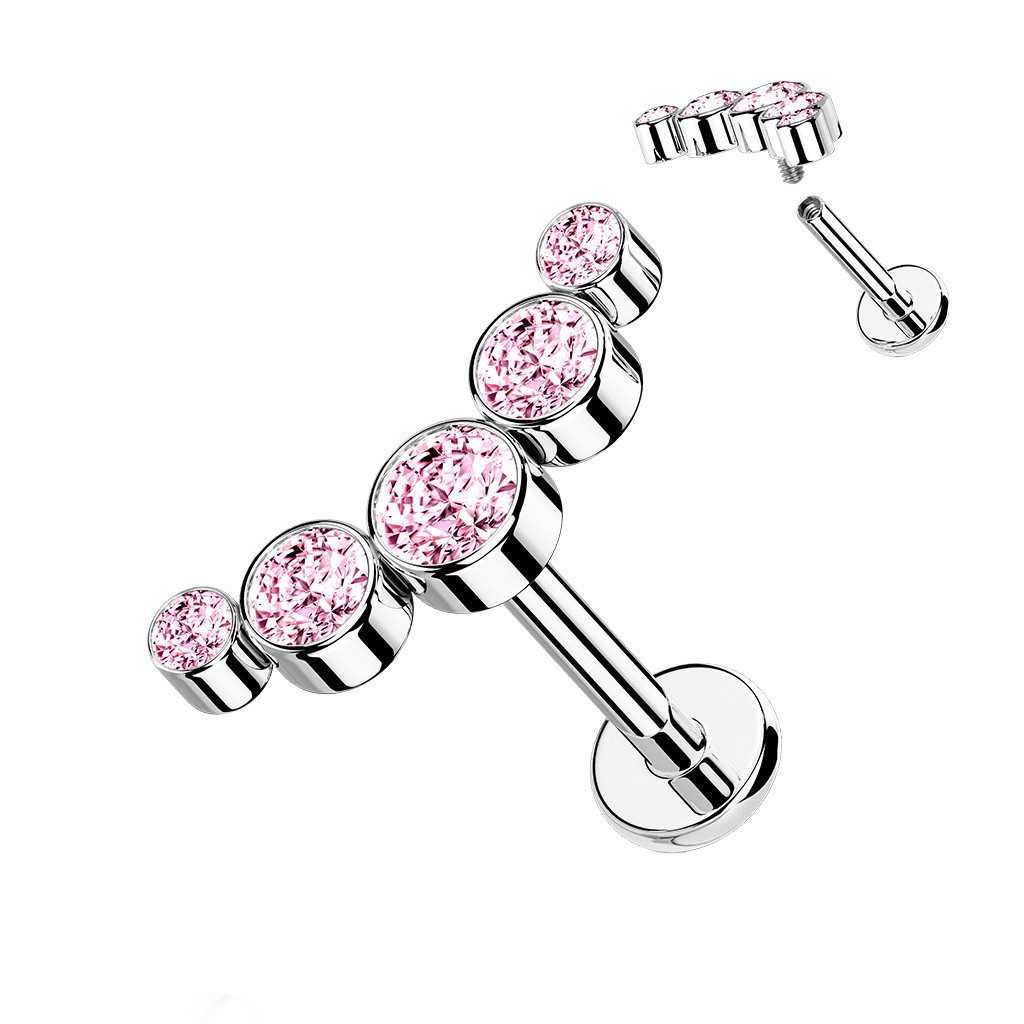 Taffstyle Piercing-Set Piercing Ohr Bogen flach 5 Kristalle Silber Rosa 1,2 günstig online kaufen