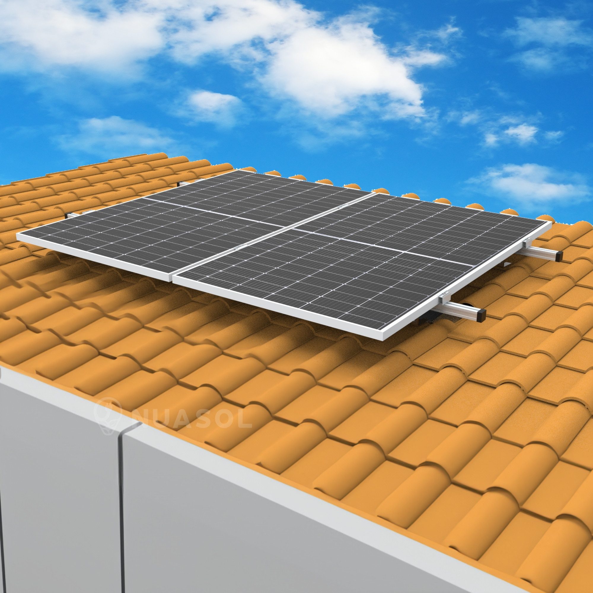 NuaSol Solarmodul-Halterung Dach Ziegeldach Photovoltaik Befestigung Set 2er, (für 2 Solarmodule, 2er)