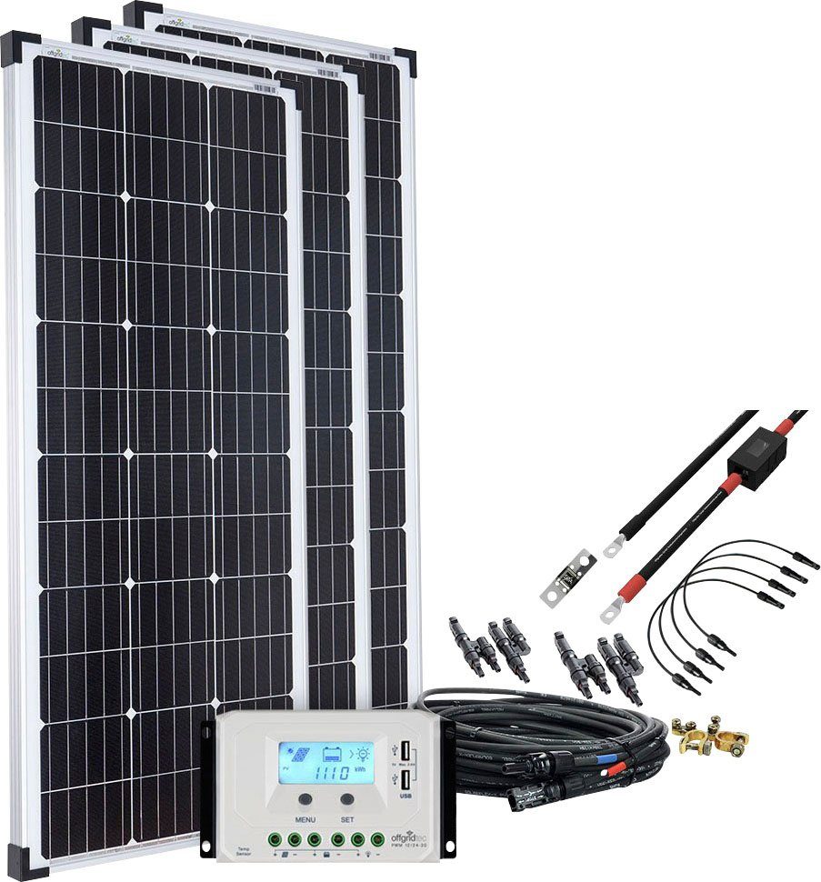 (Set), 12V/24V, Komplettsystem Solaranlage Solaranlage offgridtec Monokristallin, basicPremium-L W, 100 300W