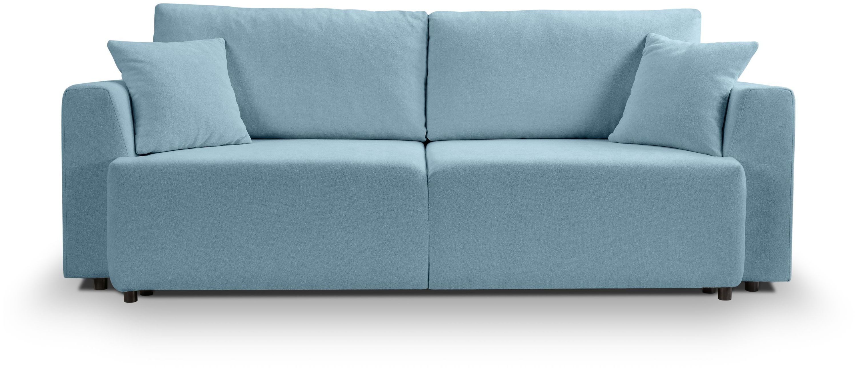 xonox.home Schlafsofa, 3 Sitzer aus Webstoff in hellblau inkl. Zierkissen B/H/T: 250x95x99cm