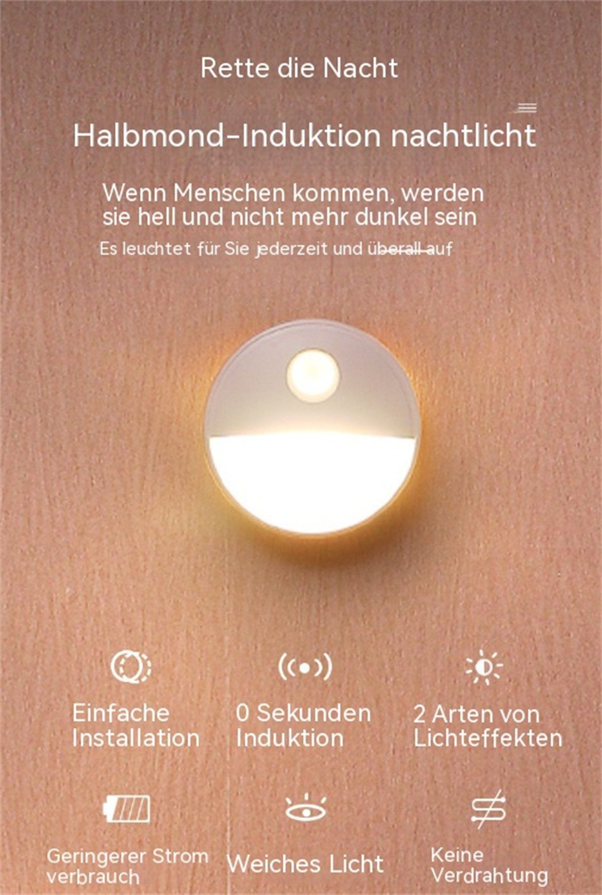 carefully selected LED magnetisches Licht Intelligentes Nachtlicht kabelloses weißes LED-Sensorlicht, Nachtlicht