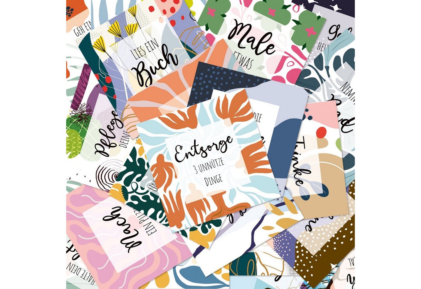 Thumbnail - Logbuch-Verlag Geschenkbox Bunte Selbstfürsorge Karten Set 38 Achtsamkeit (38 St), Selfcare für Erwachsene