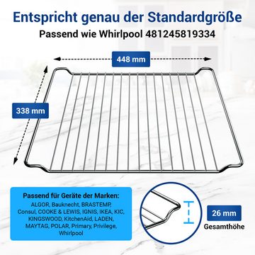 VIOKS Grillrost Backgitter Set Ersatz für Bauknecht 481245819334, 448x338x26 mm mit 2 Silikon Ofenhandschuhe für Backofen