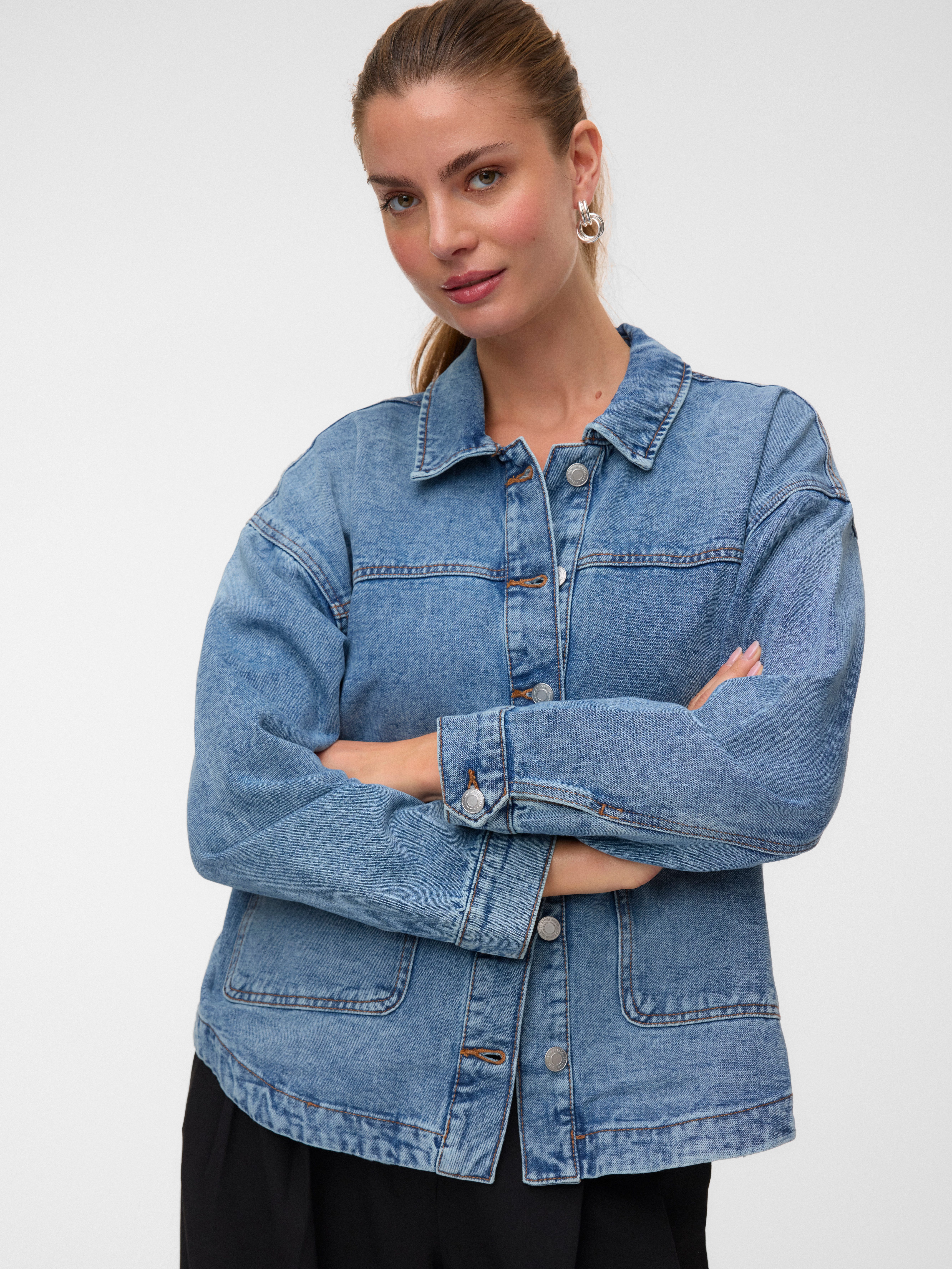 Vero Moda Jeansjacke VMJAMIE LS DENIM SHACKET MIX NOOS Baumwollmischung