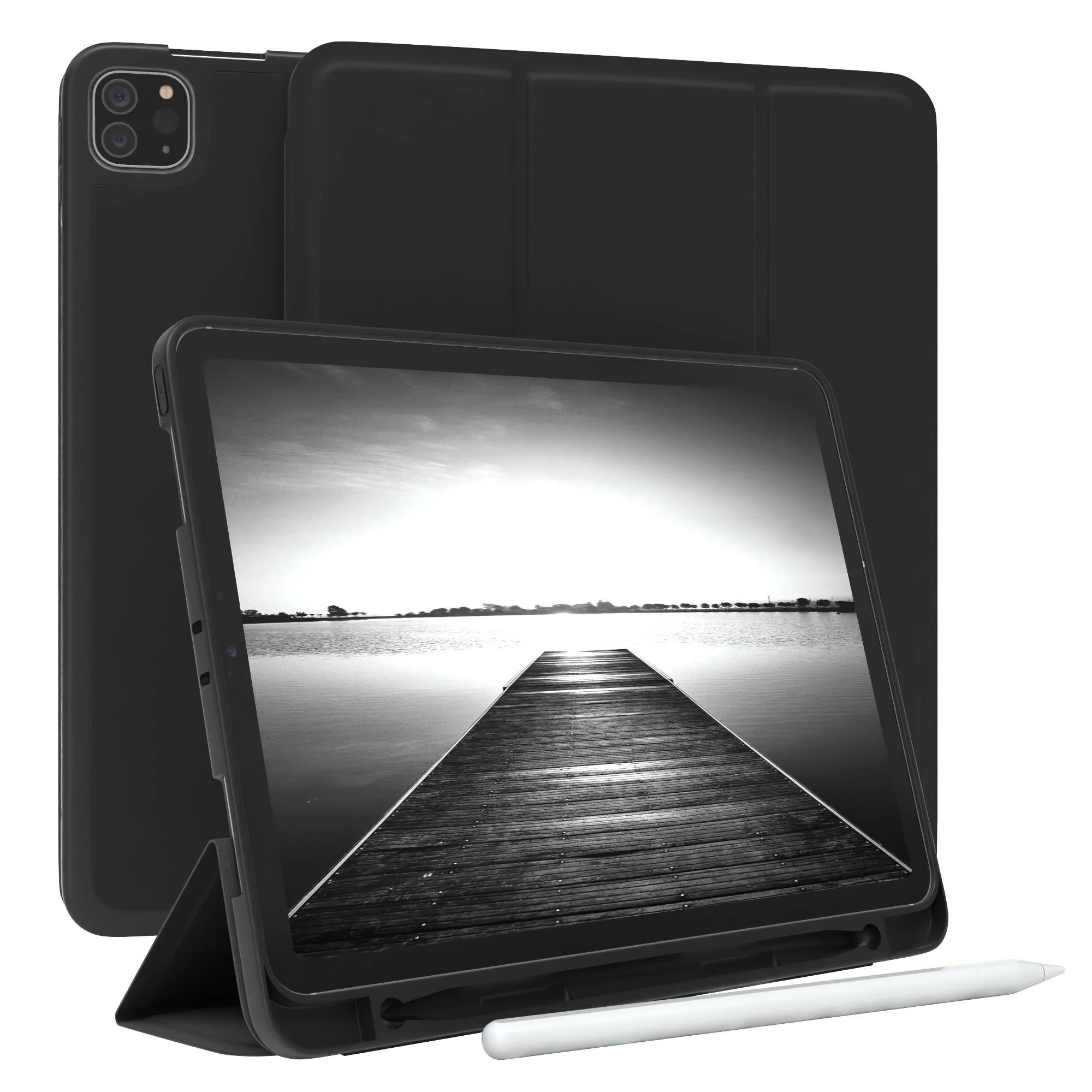 EAZY CASE Tablet-Hülle Penholder Smartcase für iPad Pro 11" 1.-4. Gen. 11 Zoll, Hülle Schutzhülle mit Sleep Wake Up Funktion Etui zum Klappen Schwarz
