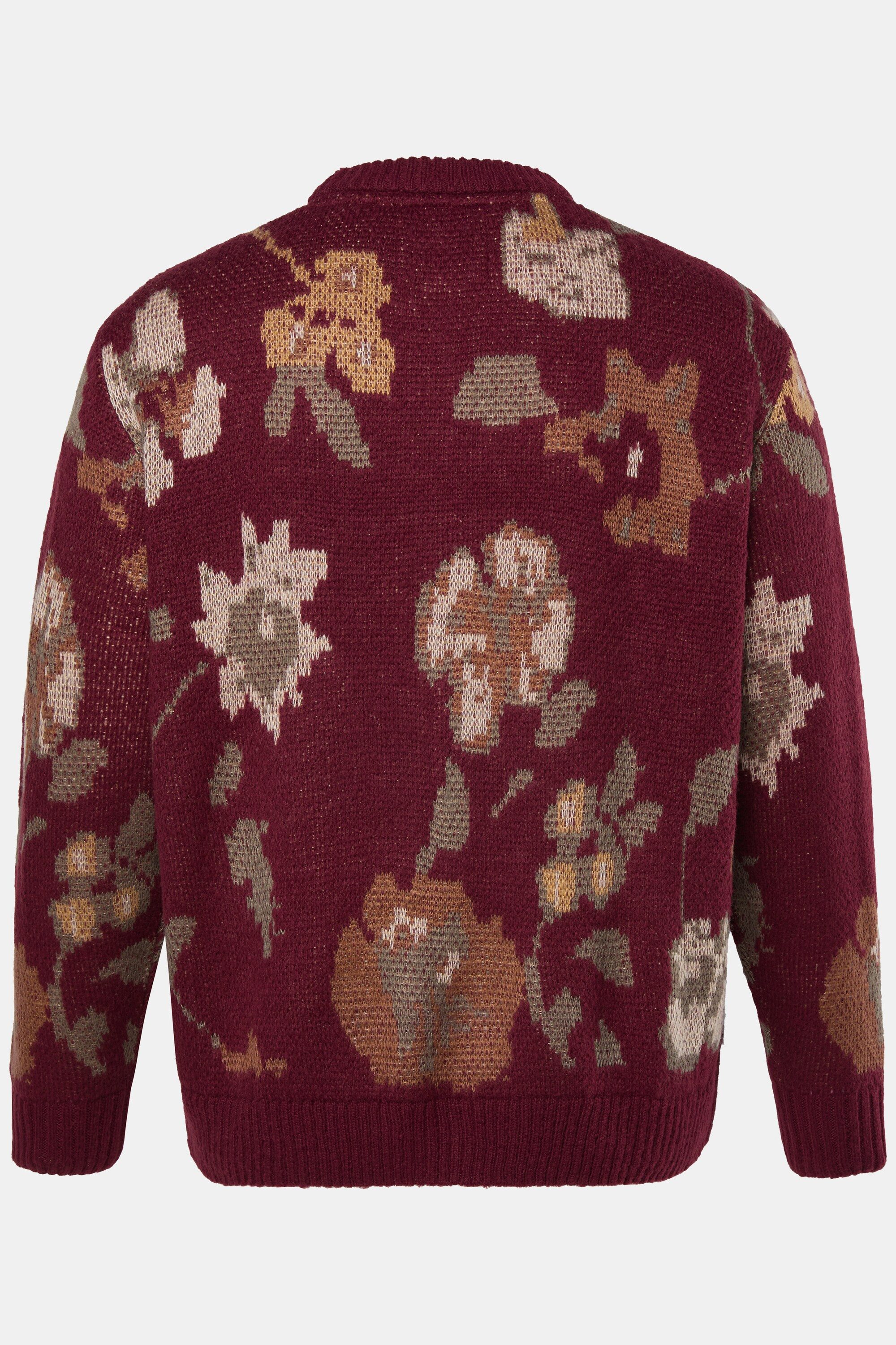 STHUGE Poloshirt Strickjacke oversized florales Strickmuster