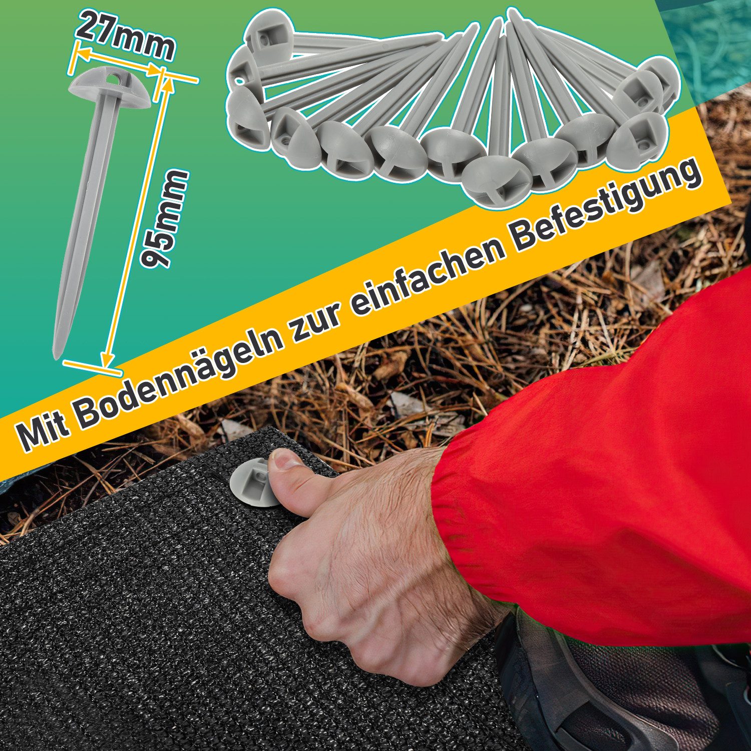 Clanmacy Zeltteppiche 200x200cm Vorzeltteppich Camping Teppich Schwarz – Bild 3 von 5