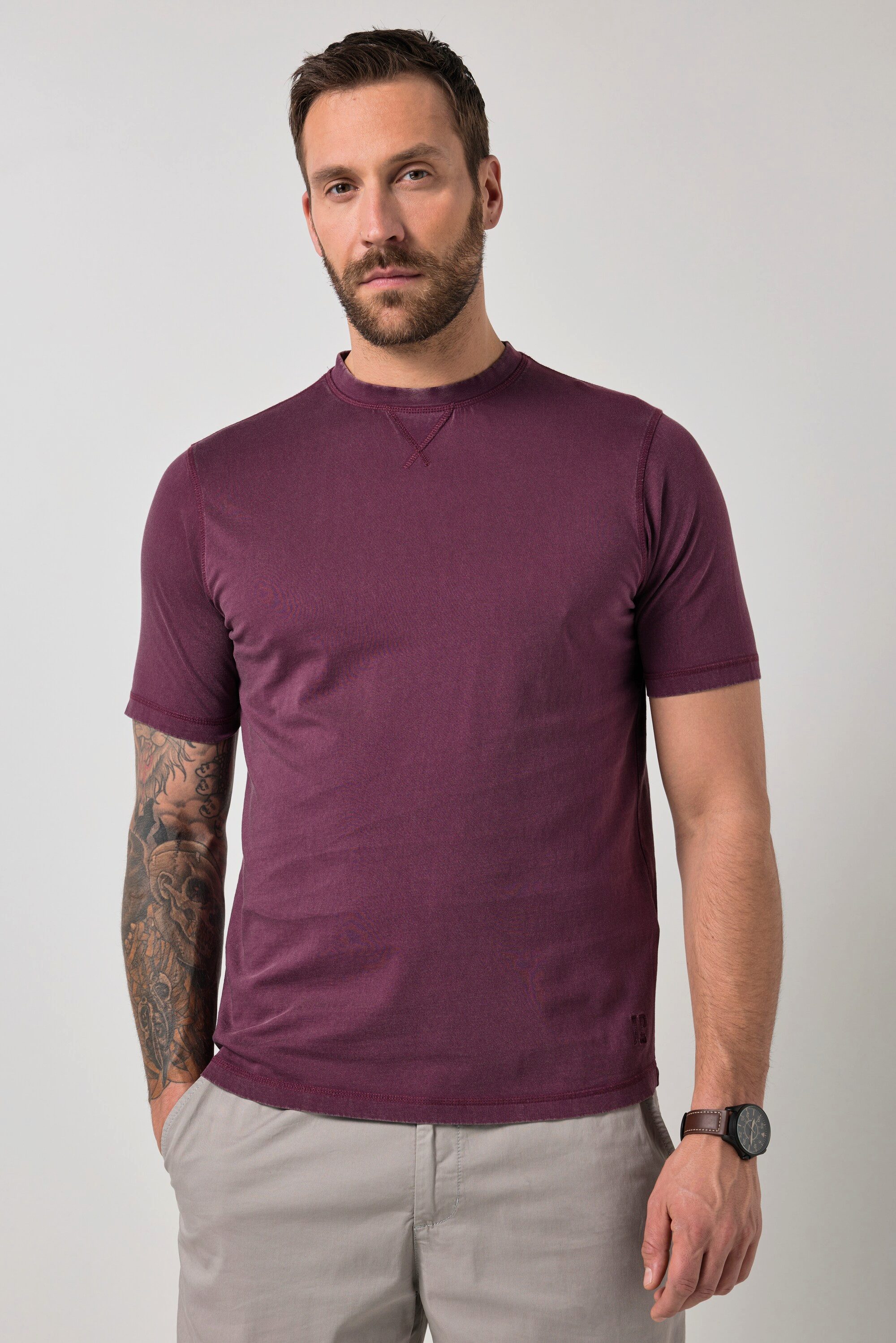 JP1880 T-Shirt T-Shirt Halbarm Vintage-Look Stickerei