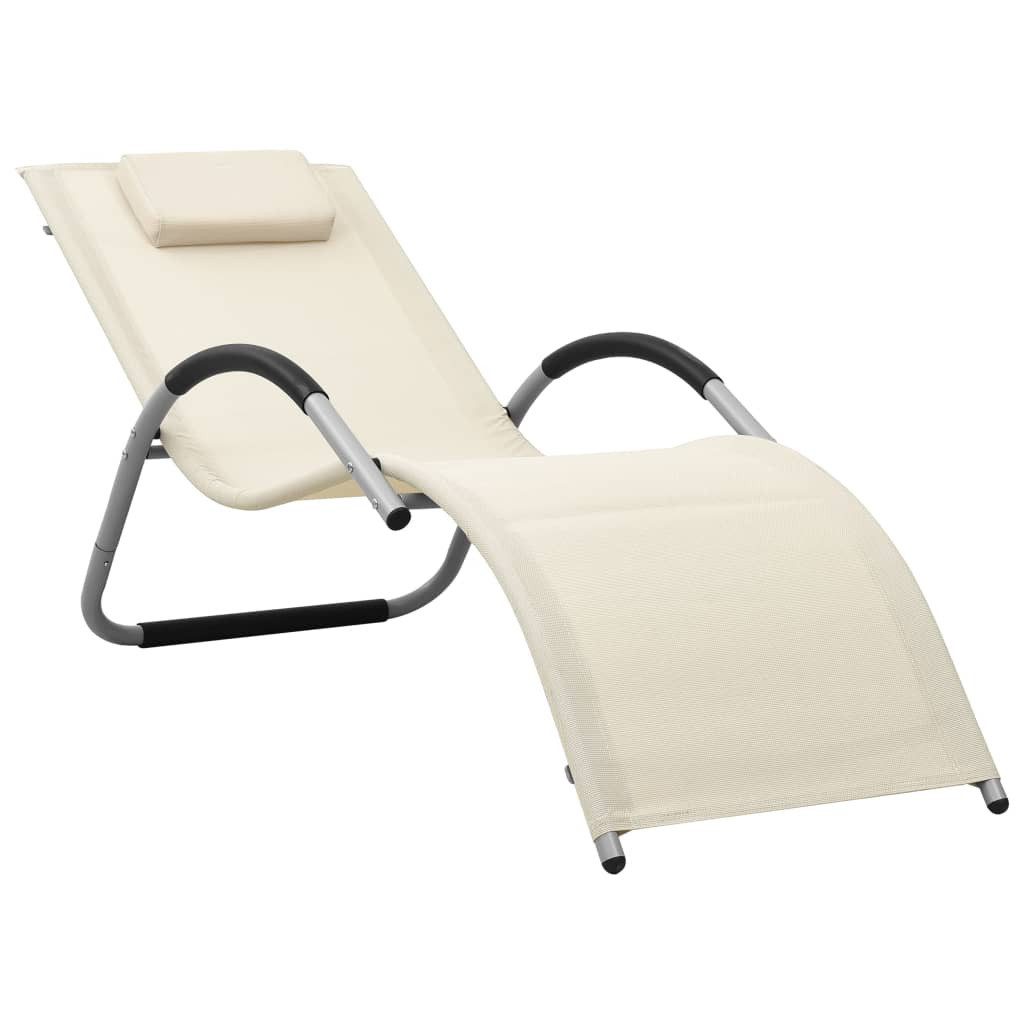 Gartenliege Sonnenliege Aluminium 159x62x67 cm Creme und Grau