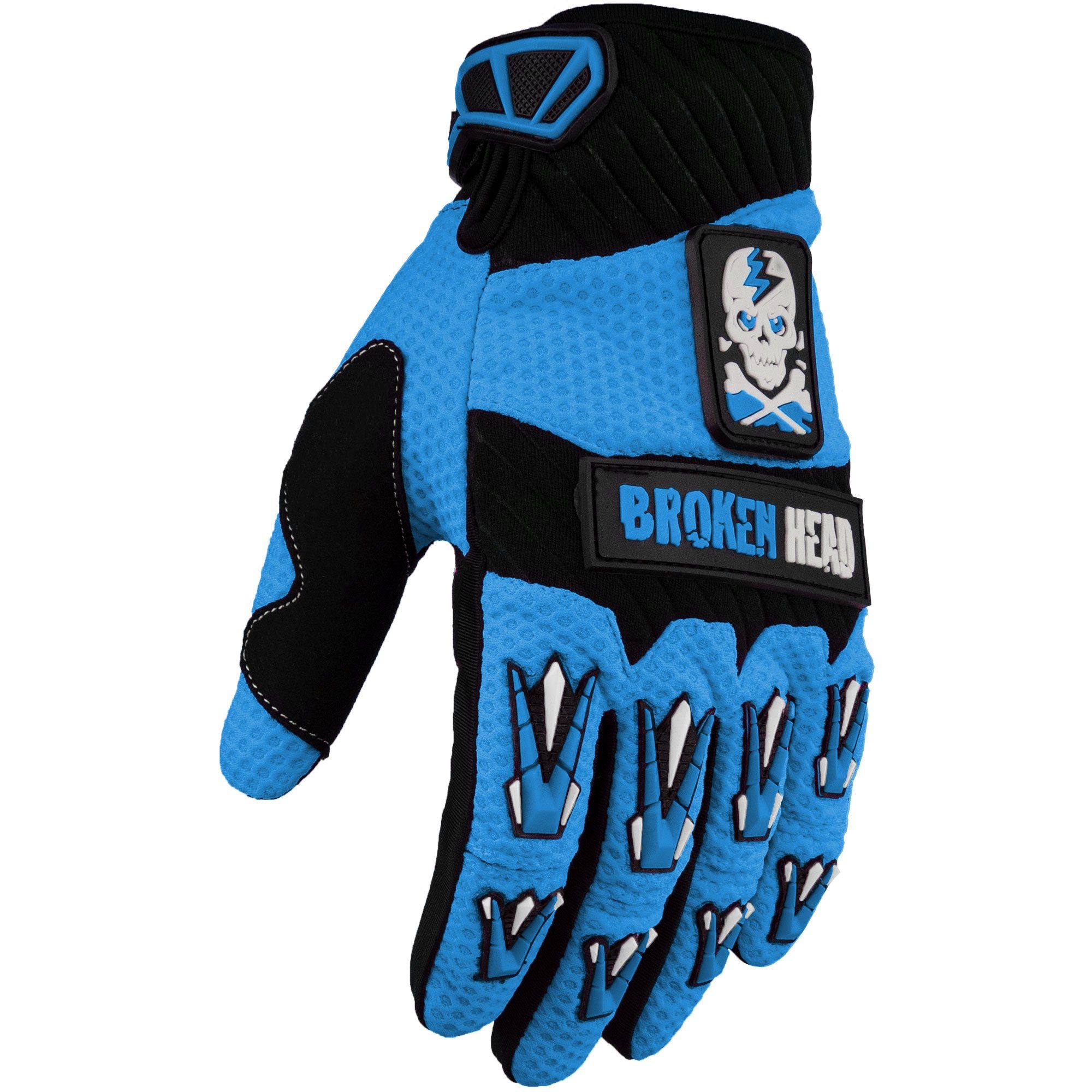 Motorradhandschuhe Faustschlag blau Weiteneinstellung