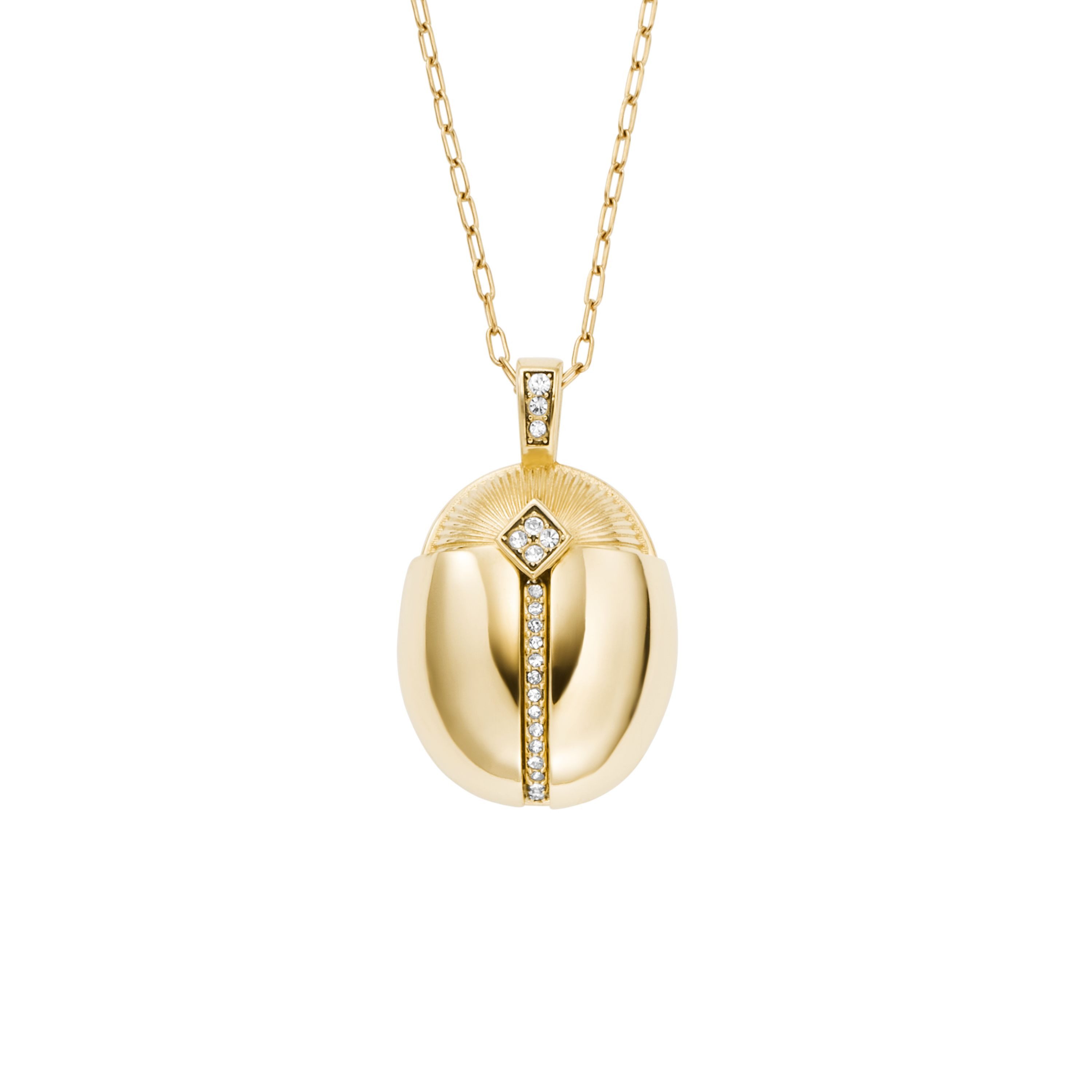 Fossil Kette mit Anhänger Schmuck Geschenk Edelstahl SUTTON, mit Glasstein