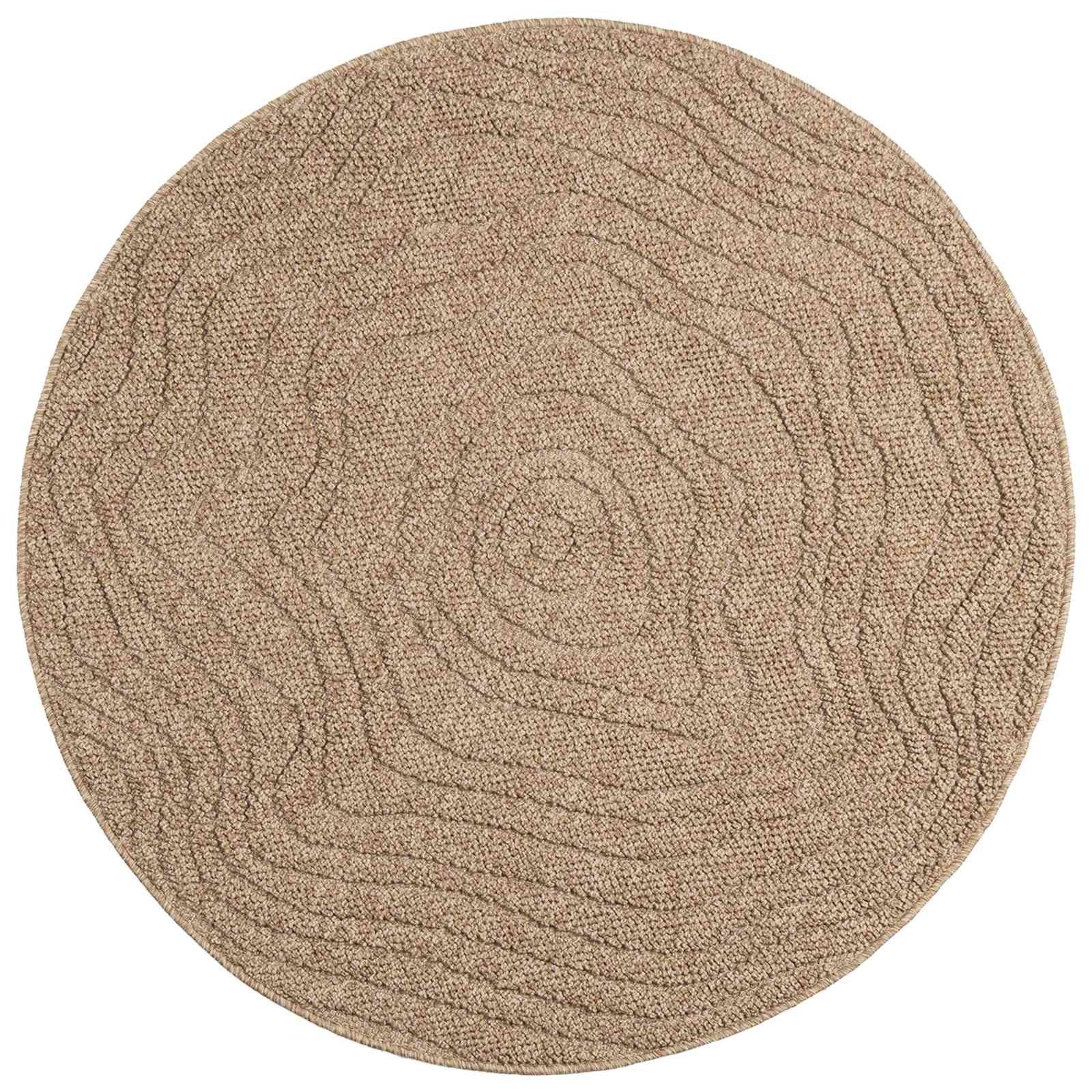 vidaXL Teppich Innen- und Außenteppich AGIRA Natur Ø 120 CM Polyester, Run