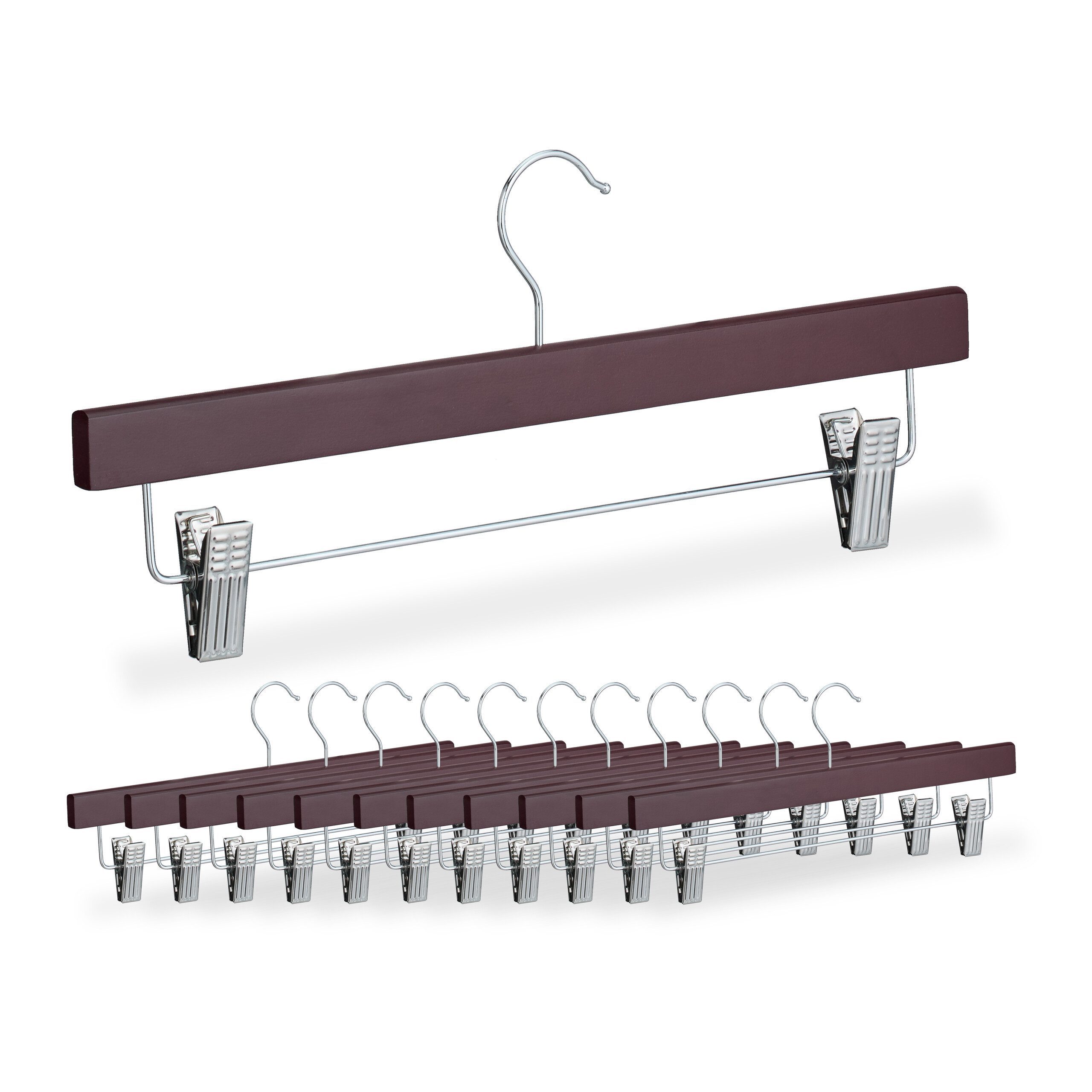 relaxdays Kleiderbügel 12er Set Hosenbügel Holz, günstig online kaufen