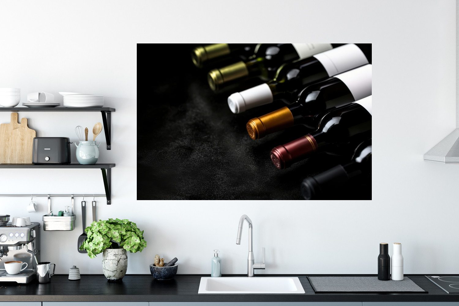 MuchoWow Wandsticker Wein - Flaschen - Vielfalt - Geschmacksrichtungen (1 St), Wanddeko, Aufkleber, Wandtattoo, 120x80 cm
