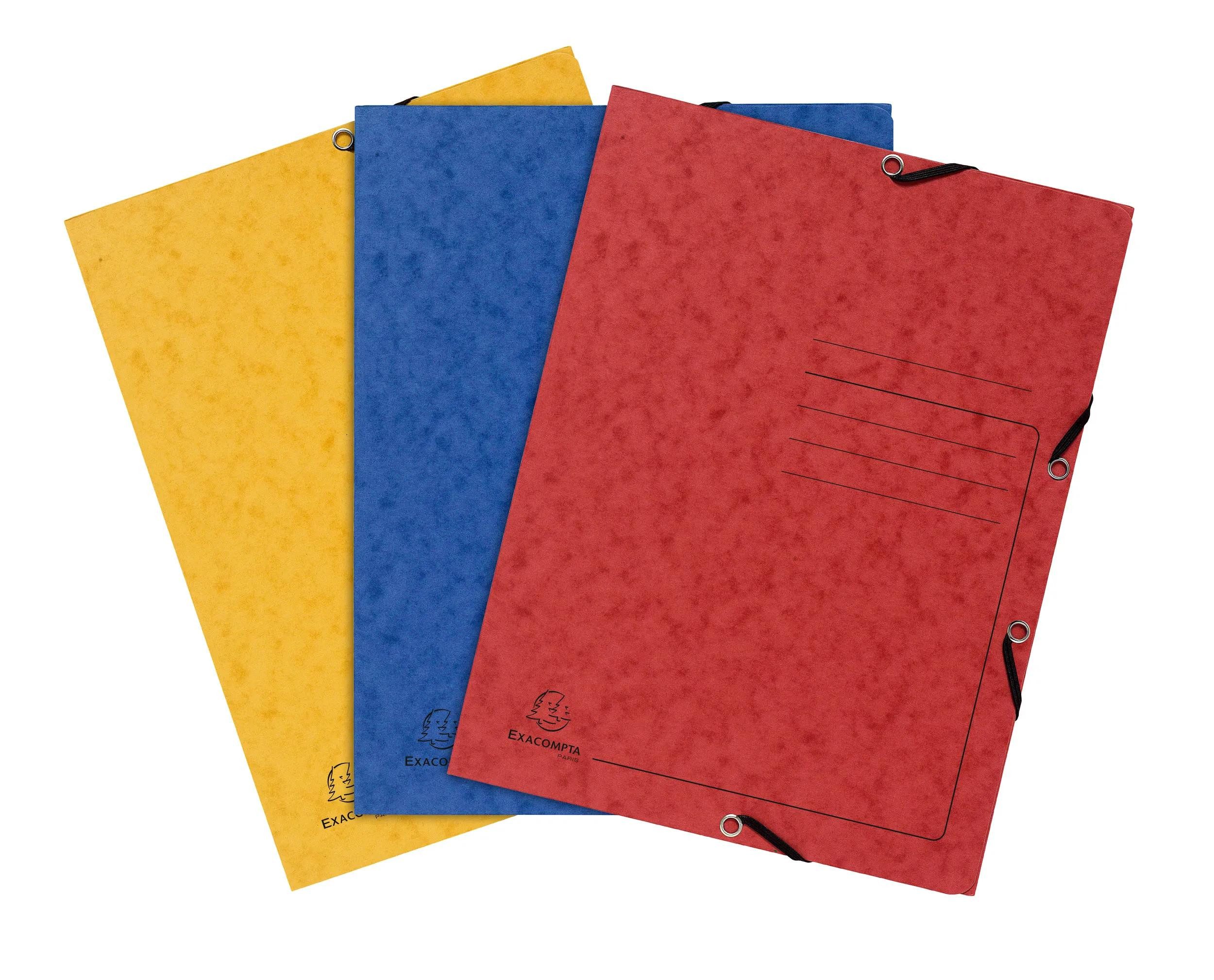 Organisationsmappe 24x Sammelmappe A4 + Gummizug 3 Klappen Karton 355g sortiert 55432E