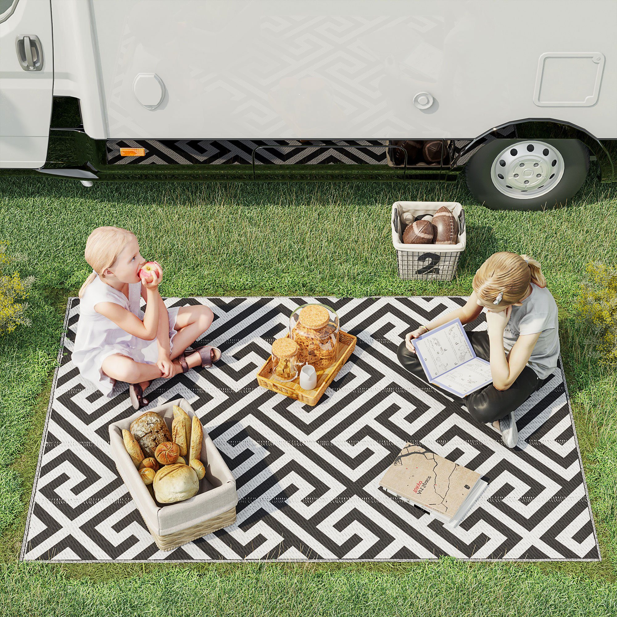Outsunny Outdoorteppich Kunststoffteppich mit Doppelseitigem Design, günstig online kaufen