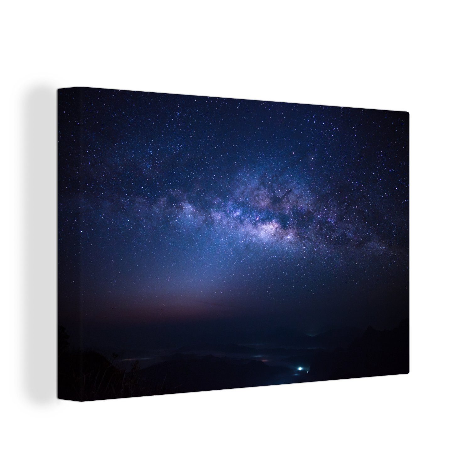 (1 Wanddeko, in Wandbild Die Aufhängefertig, Leinwandbild dunkle eine St), Milchstraße bringt Farbe cm OneMillionCanvasses® Nacht, 30x20 Leinwandbilder,