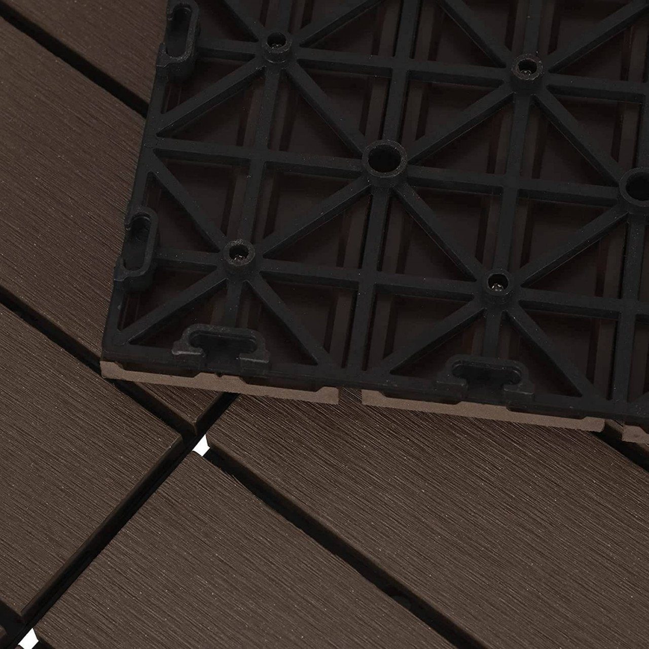 EUGAD WPCFliesen, 11 St., WPC Terrassenfliesen in TForm, Bodenbelag