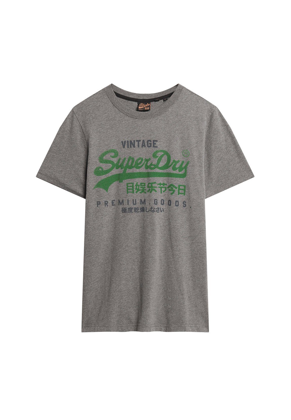 Superdry T-Shirt Superdry GOODS Herren TEE Grey PREMIUM Mid T-Shirt Marl VL GRAPHIC