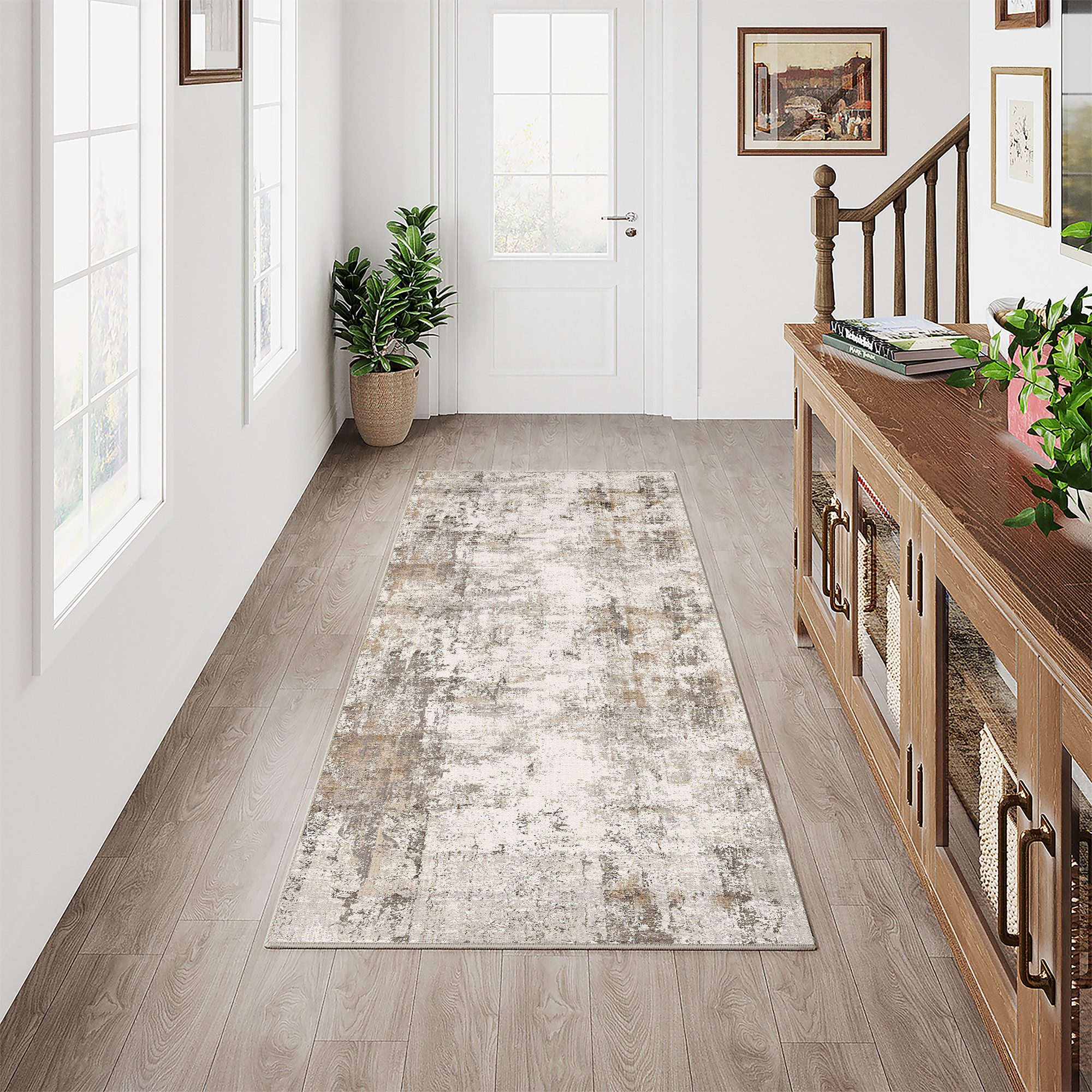 PURECOZY Teppich Verschiedene Größen, Waschbar & Rutschfest, abstrakter Stil, Rechteckig, Höhe: 6.1 mm, für Wohnzimmer, Schlafzimmer, Flur, Küche & Eingangsbereich