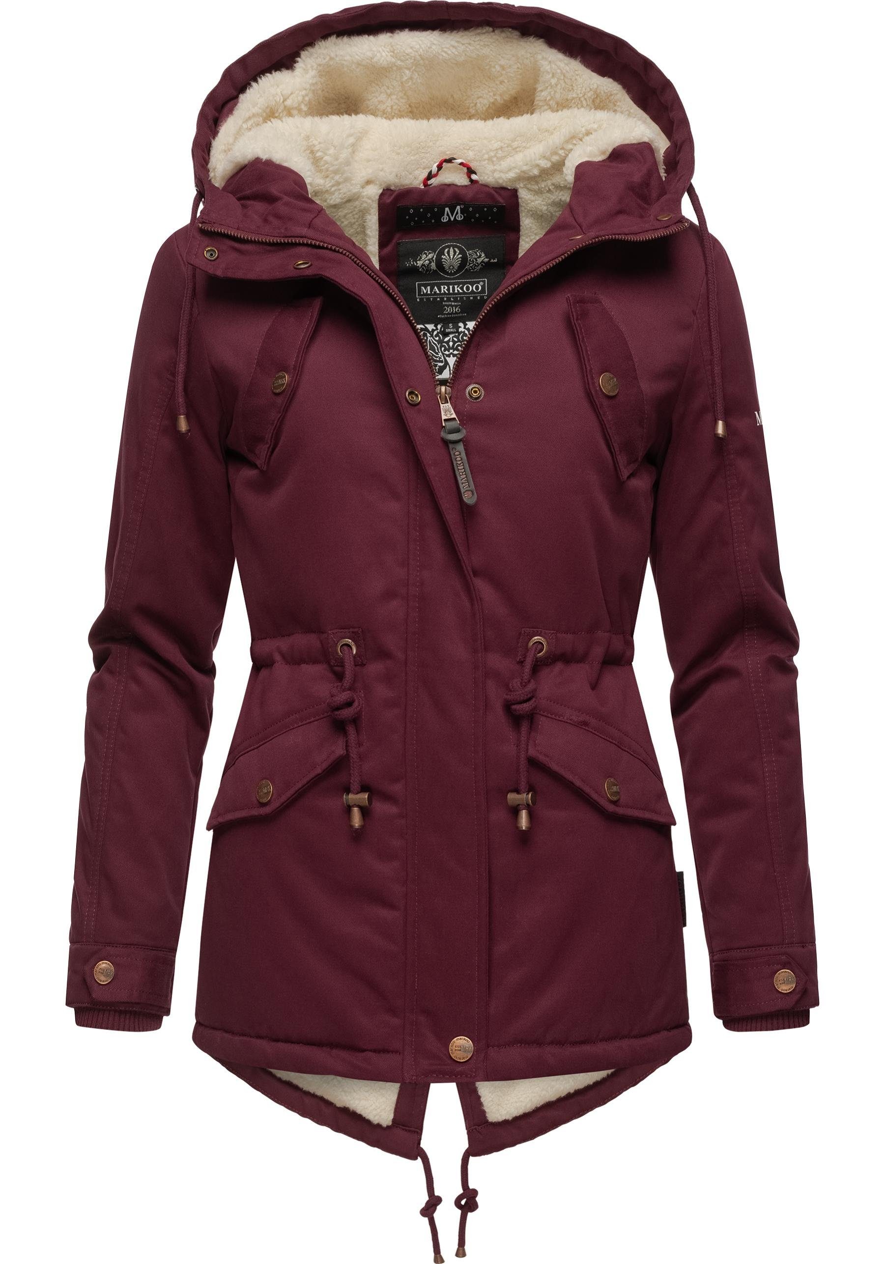 Marikoo Winterjacke Manolya stylischer Kurzmantel mit weichem Teddyfell-Fut günstig online kaufen