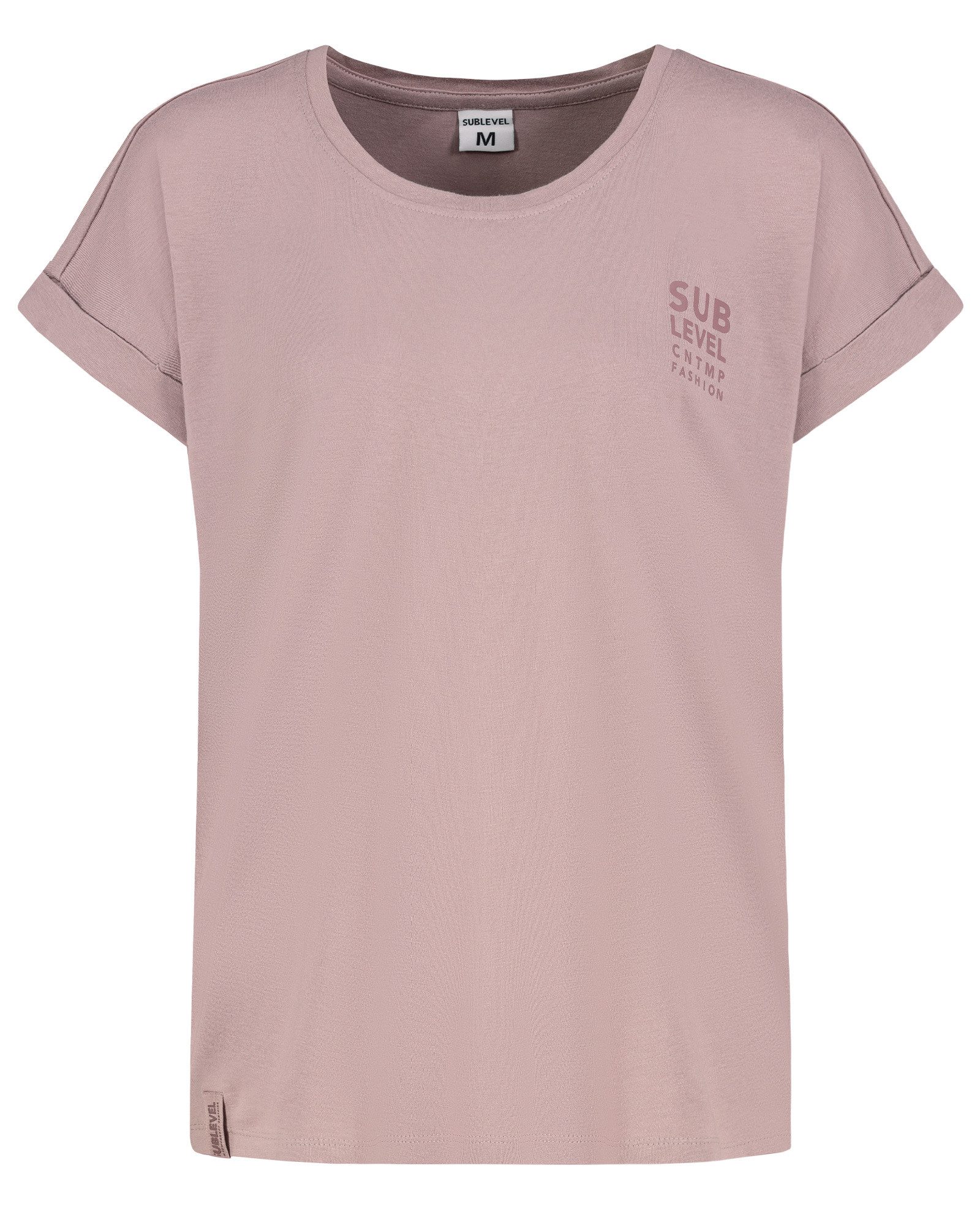 SUBLEVEL T-Shirt Damen Shirt Turn-Up Ärmel Weiches Basic Shirt Rundhals Kur günstig online kaufen
