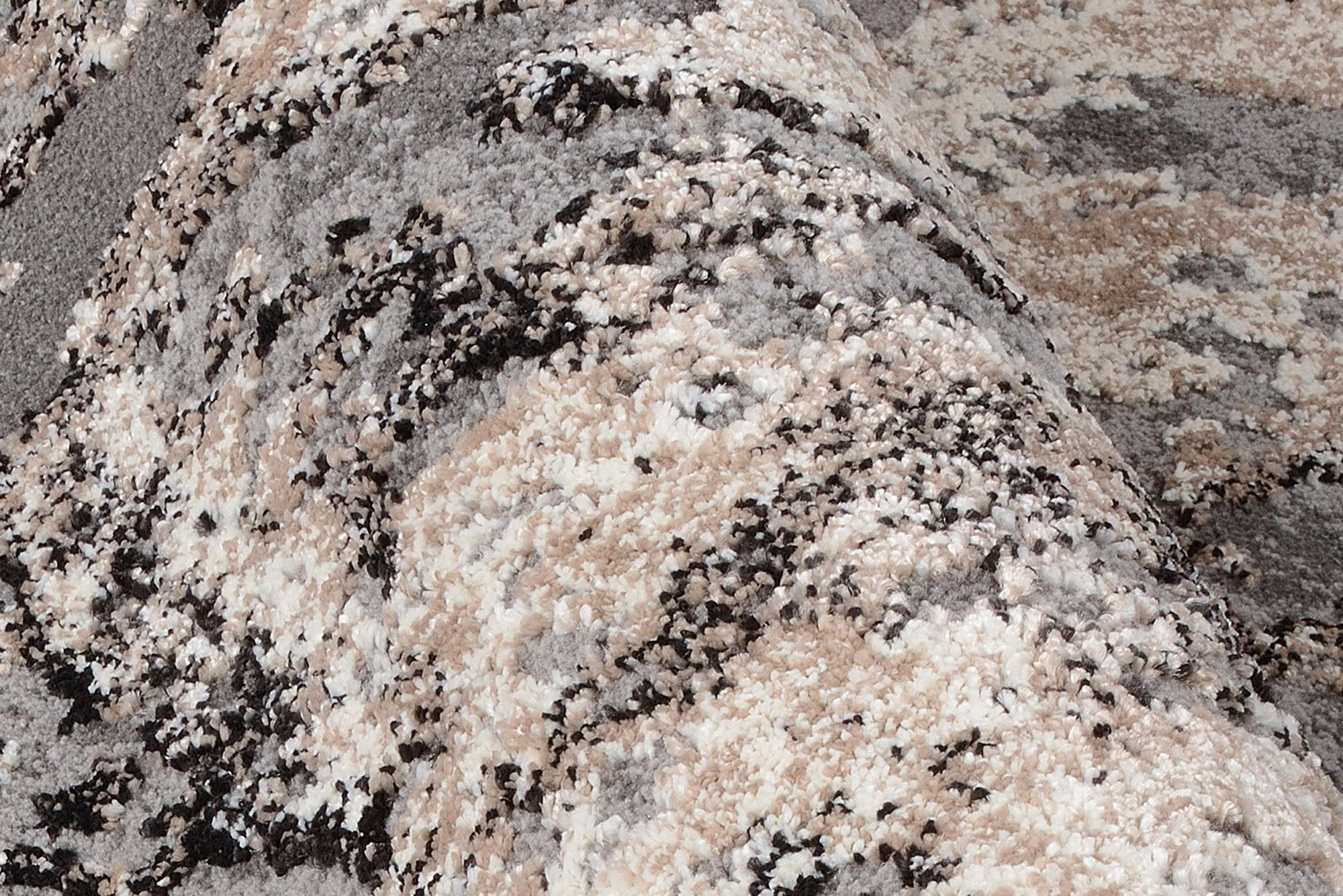 OCI DIE TEPPICHMARKE Teppich JUWEL LIRAY, rund, Höhe: 20 mm, Kurzflor, Wohnzimmer, Marmor Optik, Hoch Tief Effekt – Bild 4 von 5