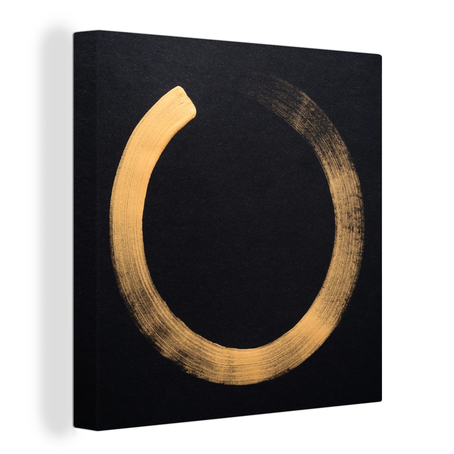 OneMillionCanvasses® Leinwandbild Goldener Kreis auf dunklem Hintergrund, (1 St), Leinwand Bilder für Wohnzimmer Schlafzimmer