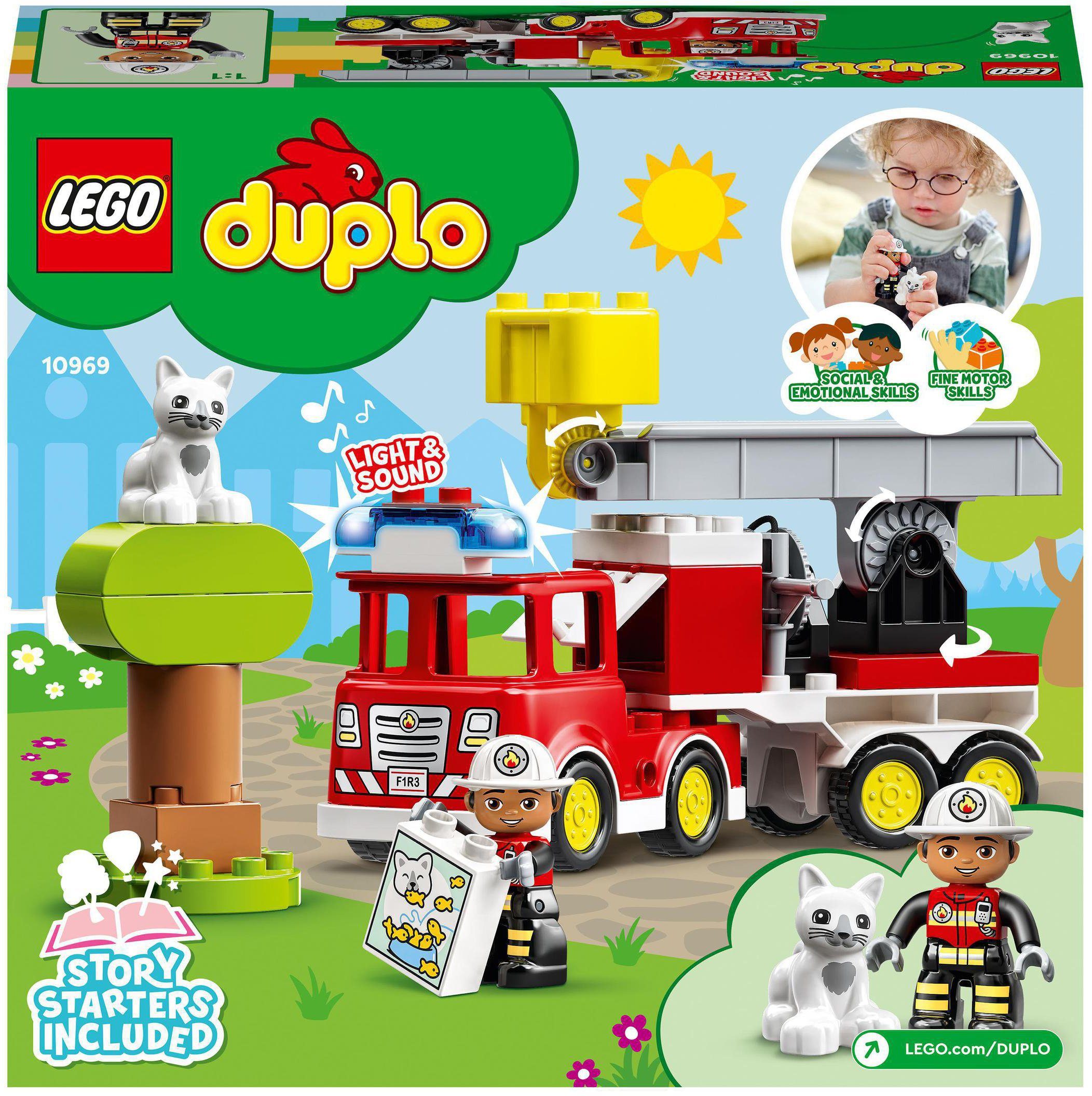 Konstruktionsspielsteine Licht; Feuerwehrauto (10969), Sirene DUPLO, und LEGO® LEGO® Europe Made in mit St), (21