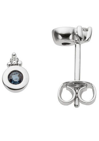 Paar Ohrstecker Schmuck Geschenk Gold 333 Ohrschmuck Farbstein Edelstein Saphir
