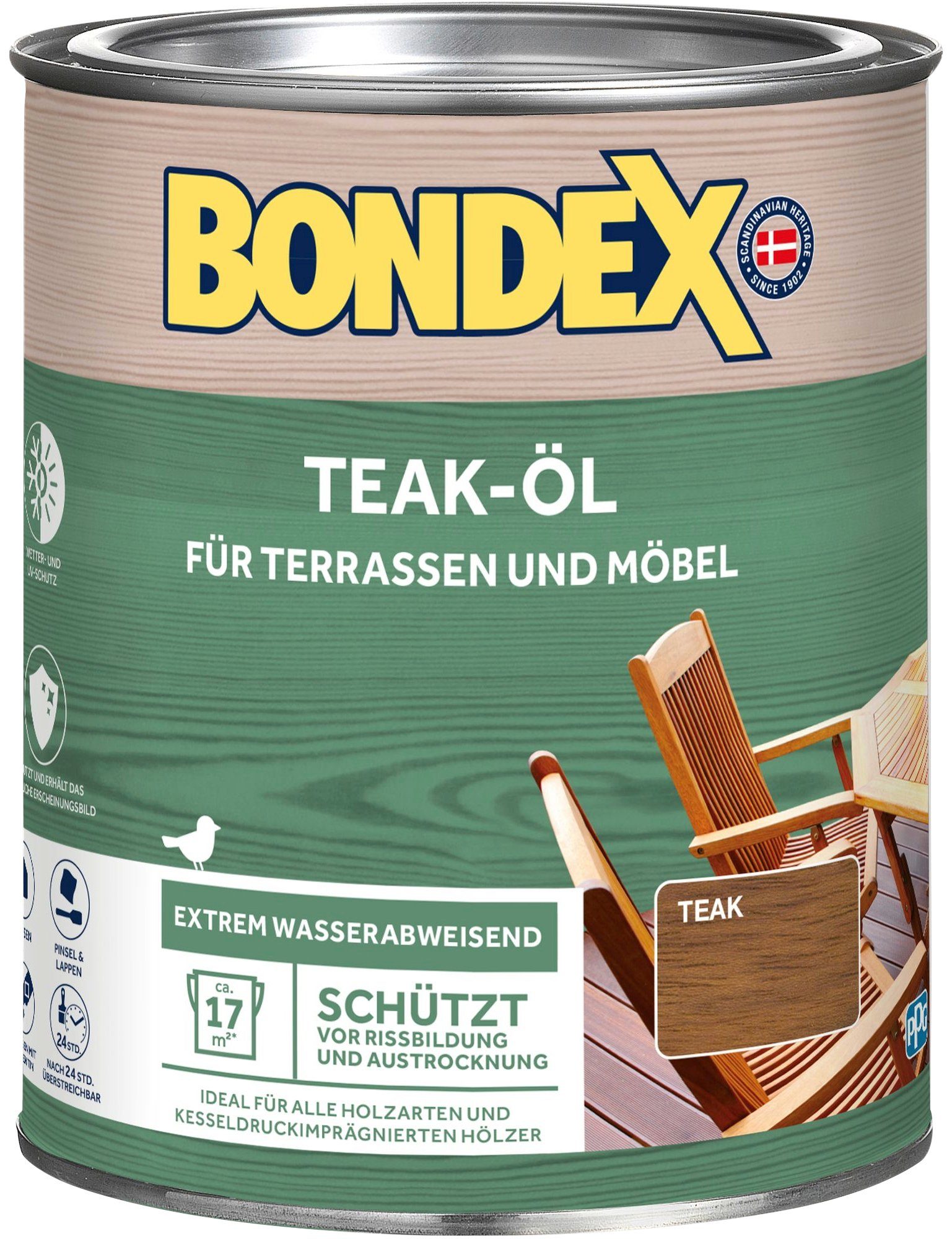 Bondex Holzöl TEAK-ÖL, für Terrassen & Möbel, extrem wasserabweisend