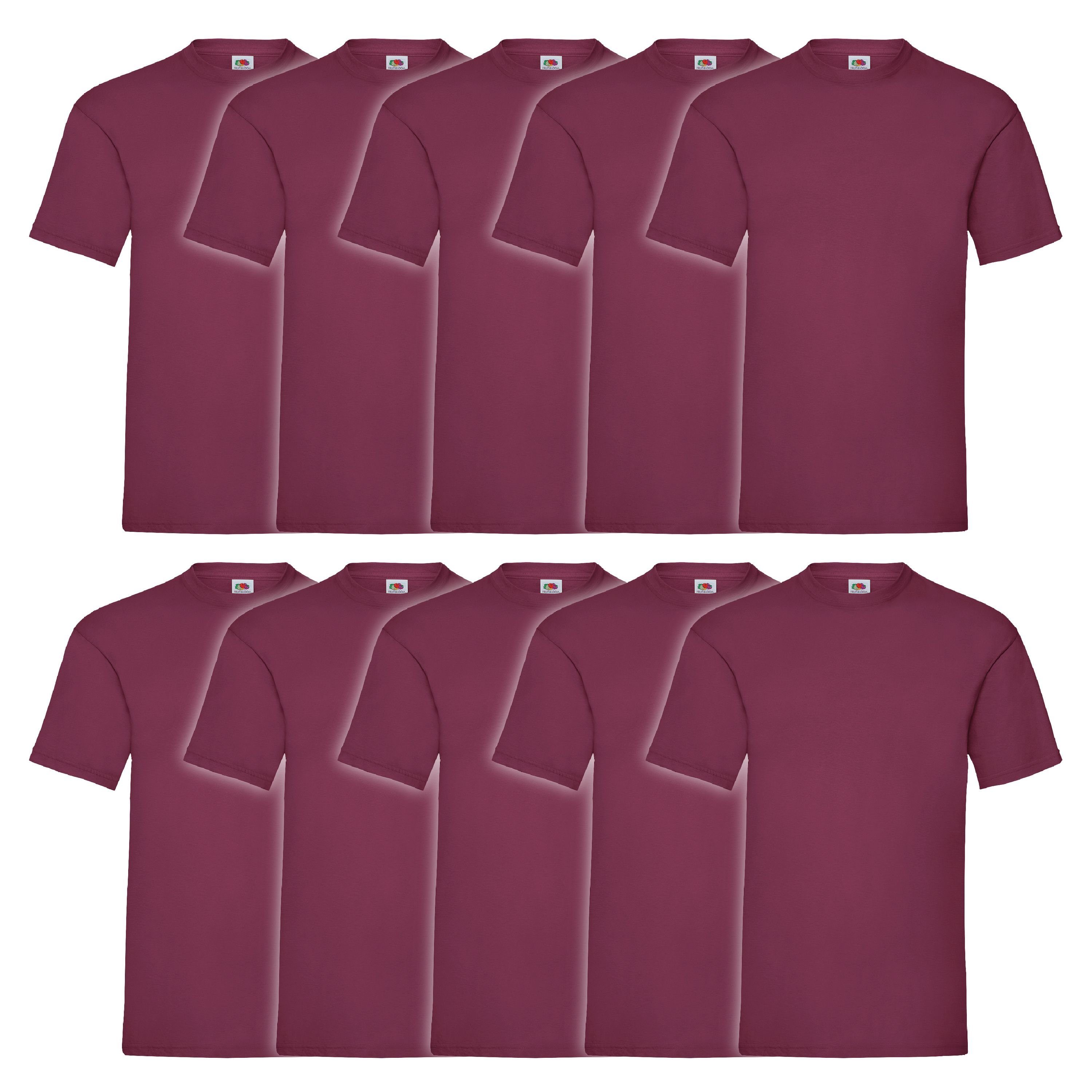 Fruit of the Loom Rundhalsshirt Fruit of the Loom Valueweight T 10er Pack burgund