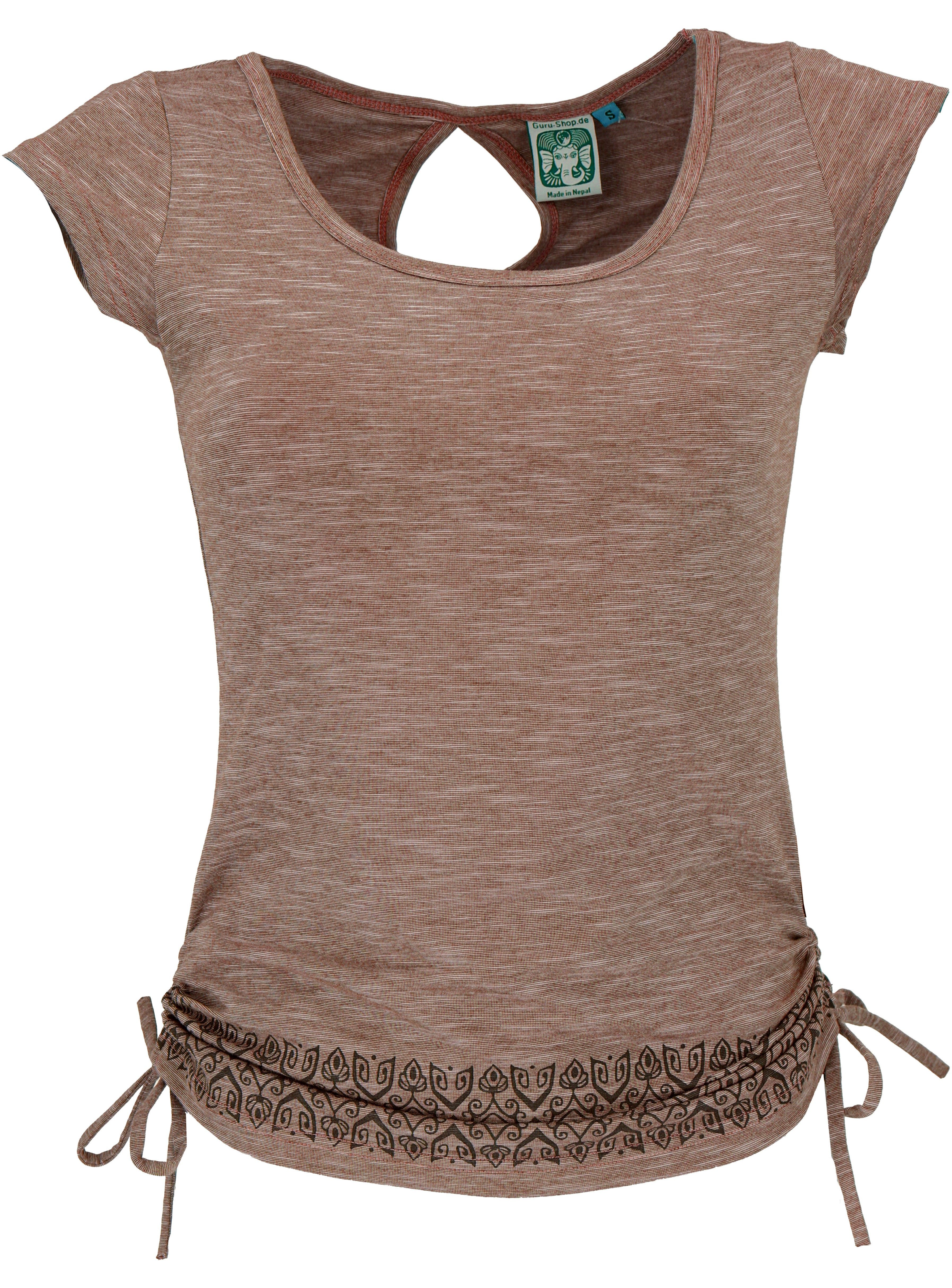 Guru-Shop T-Shirt Yoga -T-Shirt aus Bio-Baumwolle - cappuccino Festival, Et günstig online kaufen