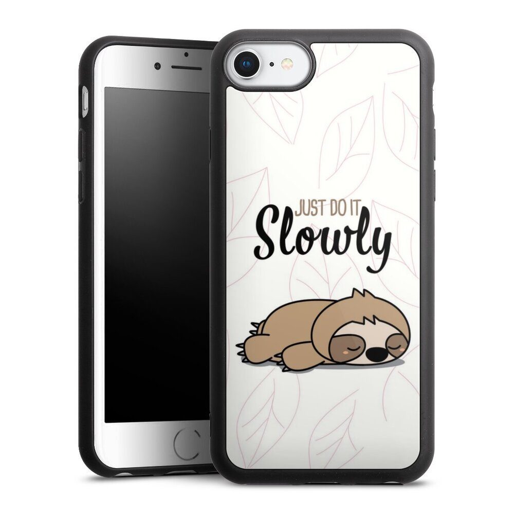 DeinDesign Handyhülle Tiere Faultier lazy sunday Just Do It Slowly Sloth, Apple iPhone 7 Gallery Case Glas Hülle Schutzhülle 9H Gehärtetes Glas